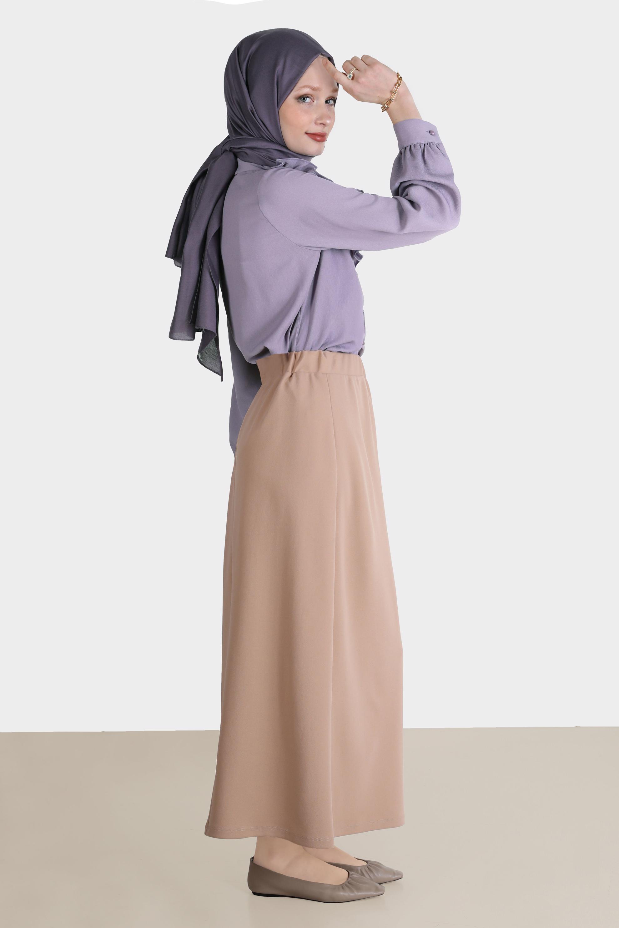 Tesettür giyim MOR FIRFIRLI DÜĞMELİ BLUZ 42717 