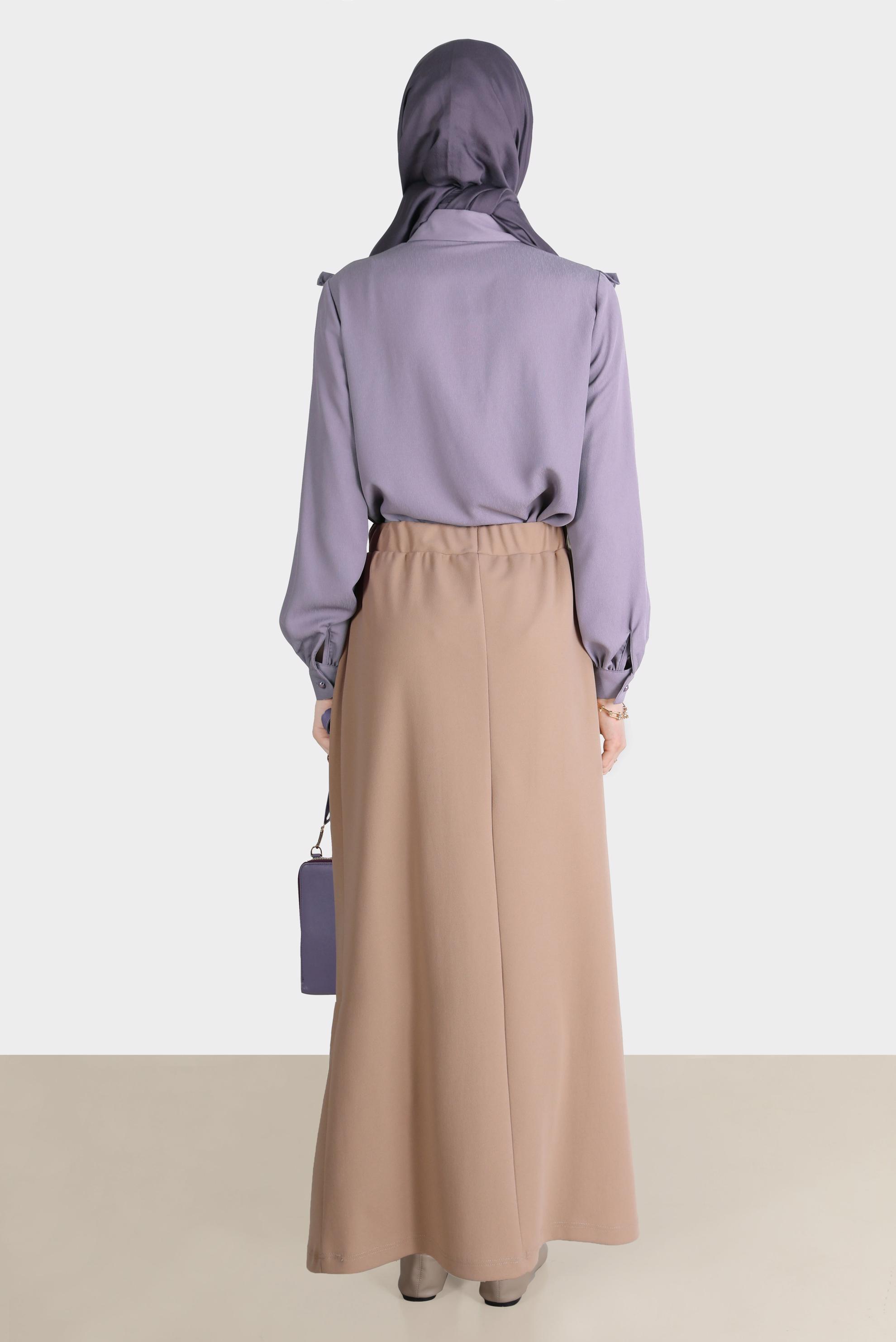 Tesettür giyim MOR FIRFIRLI DÜĞMELİ BLUZ 42717 