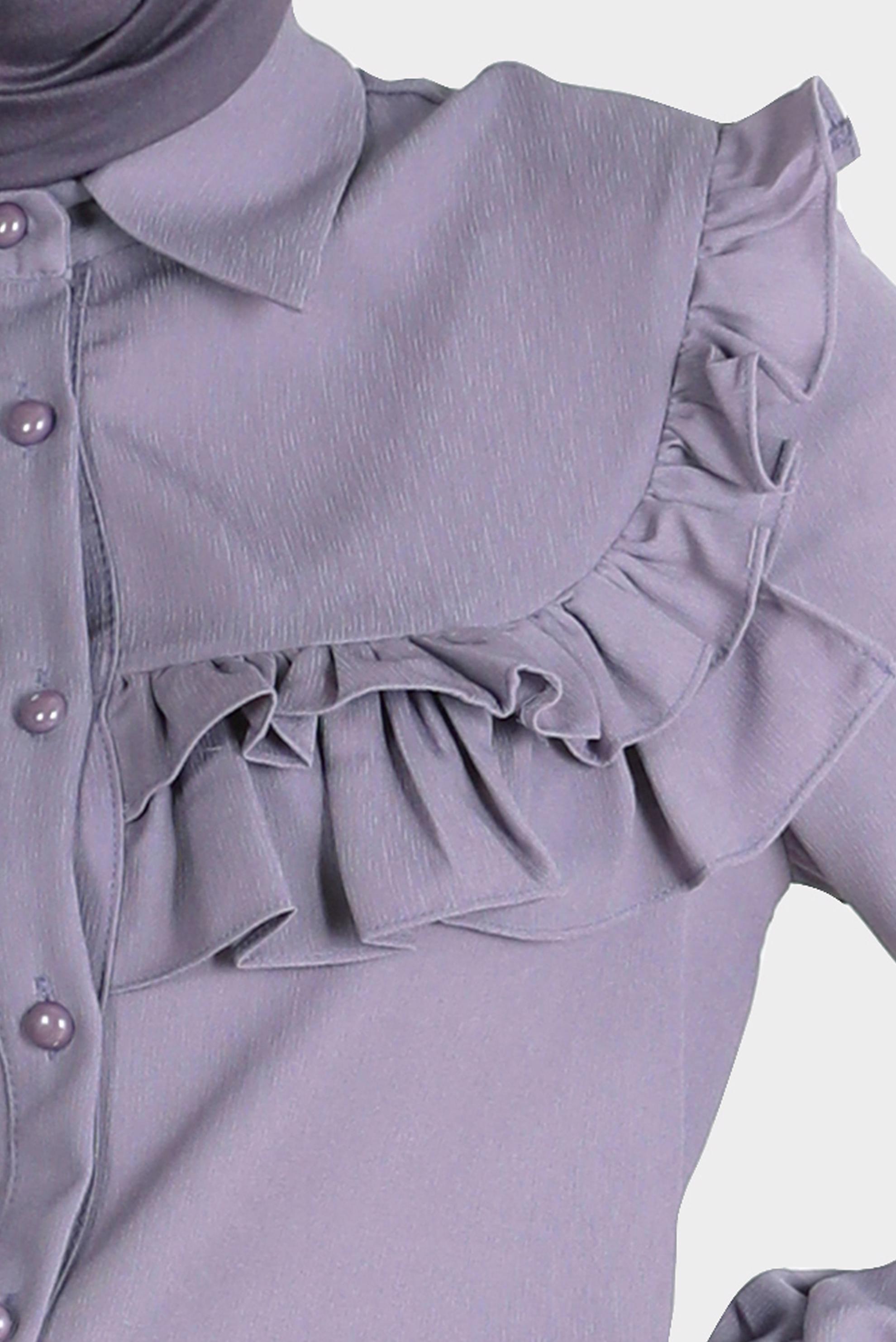 Tesettür giyim MOR FIRFIRLI DÜĞMELİ BLUZ 42717 