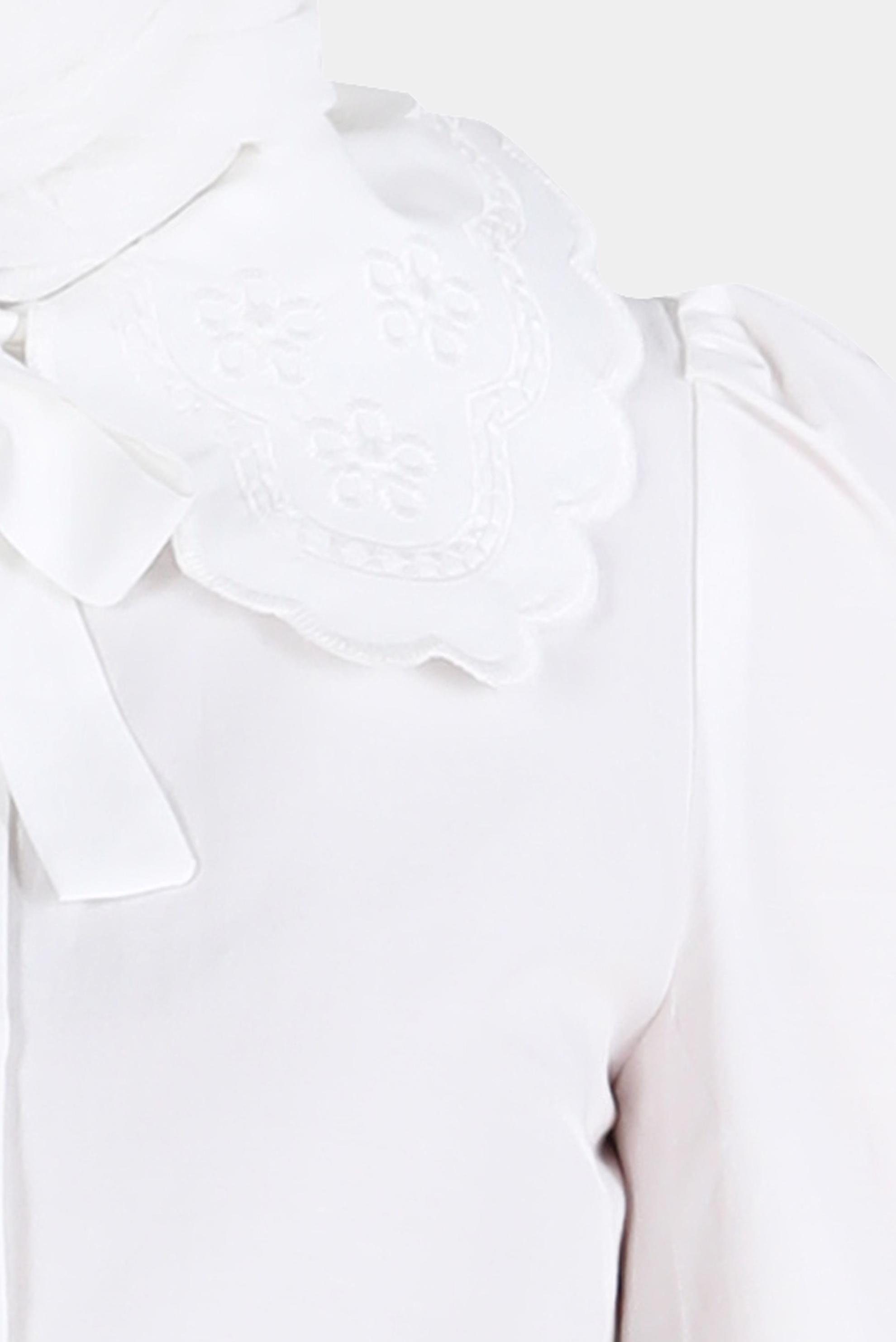 Tesettür giyim BEYAZ NAKIŞLI YAKA DETAYLI PAMUKLU BLUZ 42722 