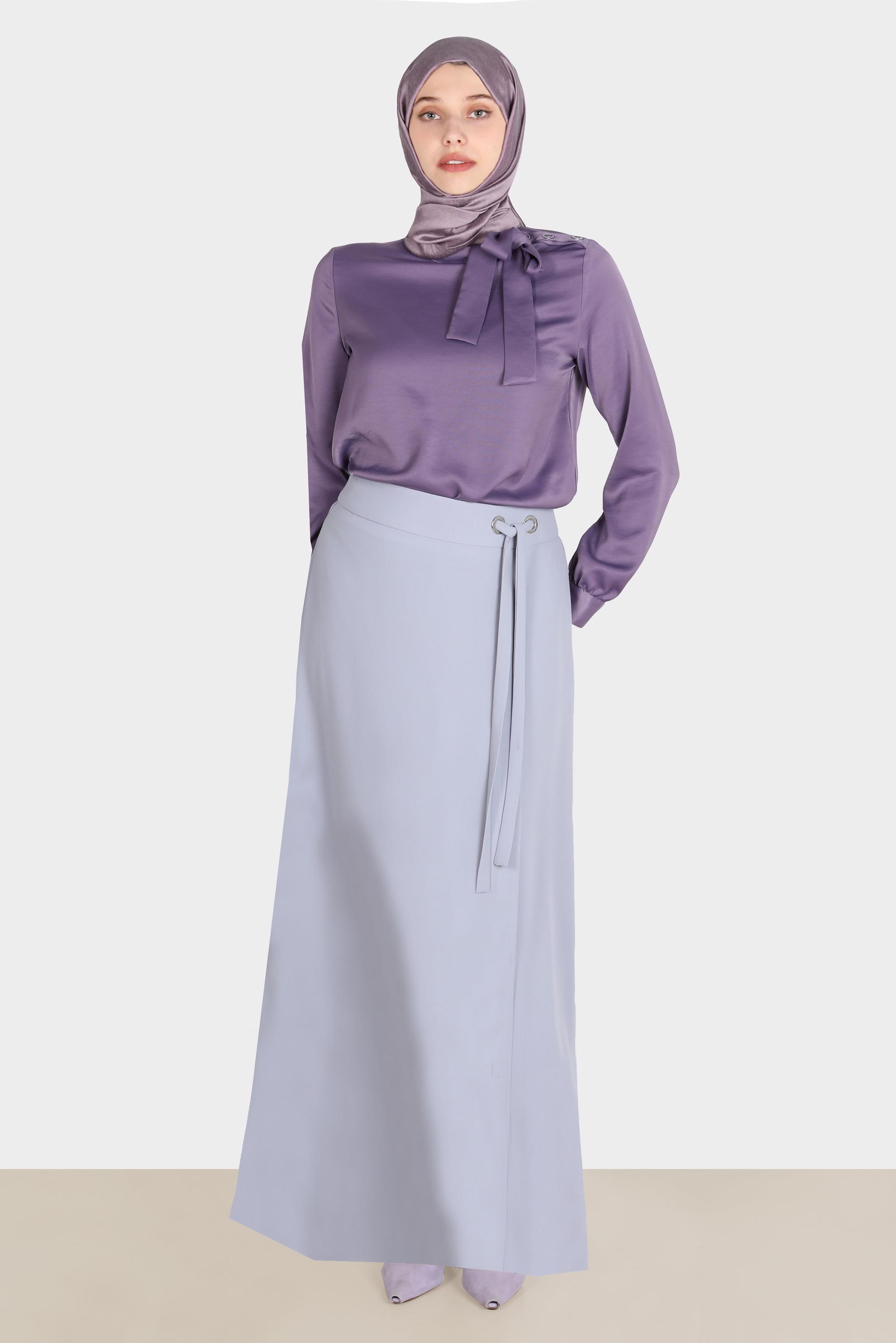 Tesettür giyim MOR BAĞLAMA DETAYLI BLUZ 42756 