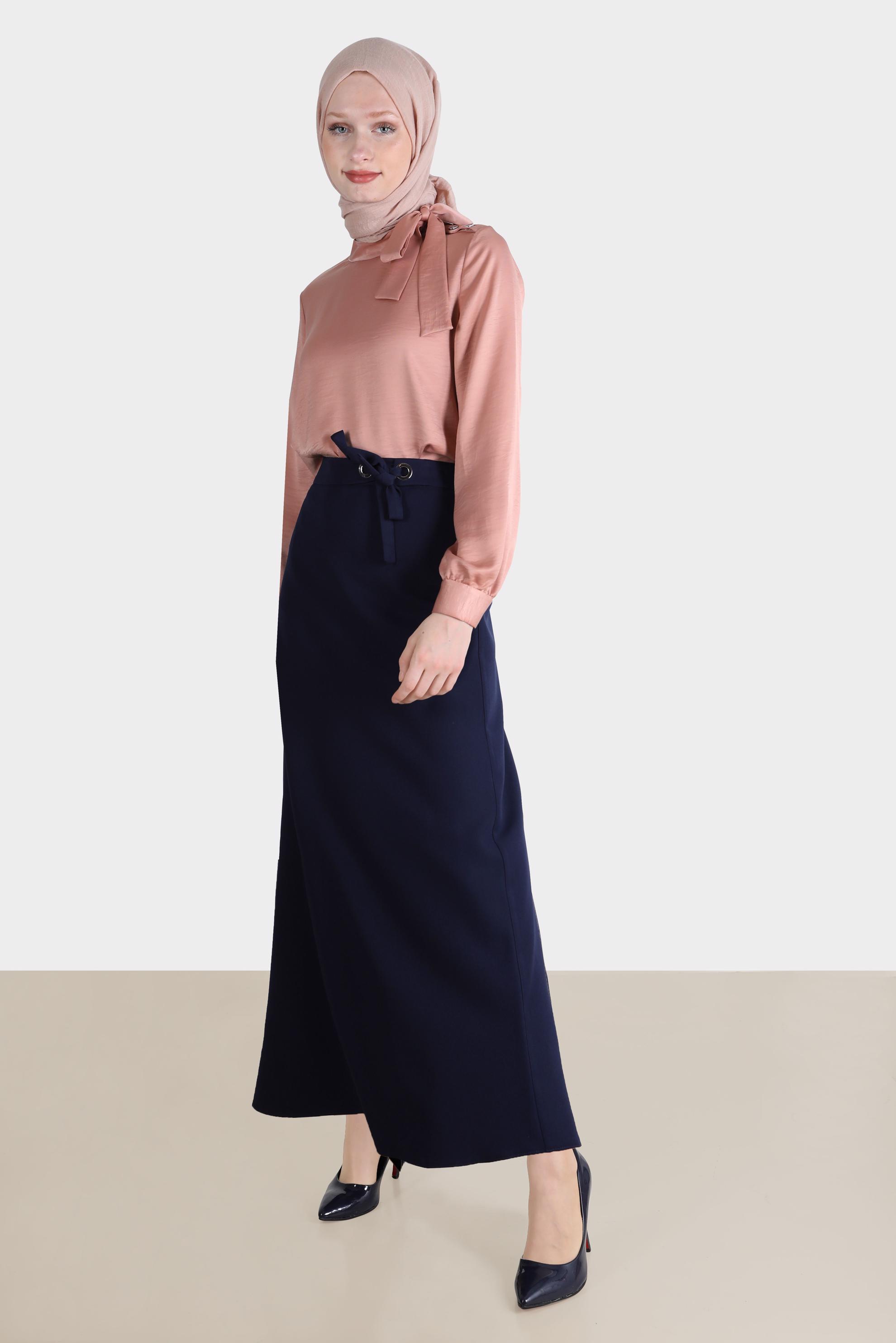 Tesettür giyim PUDRA BAĞLAMA DETAYLI BLUZ 42756 