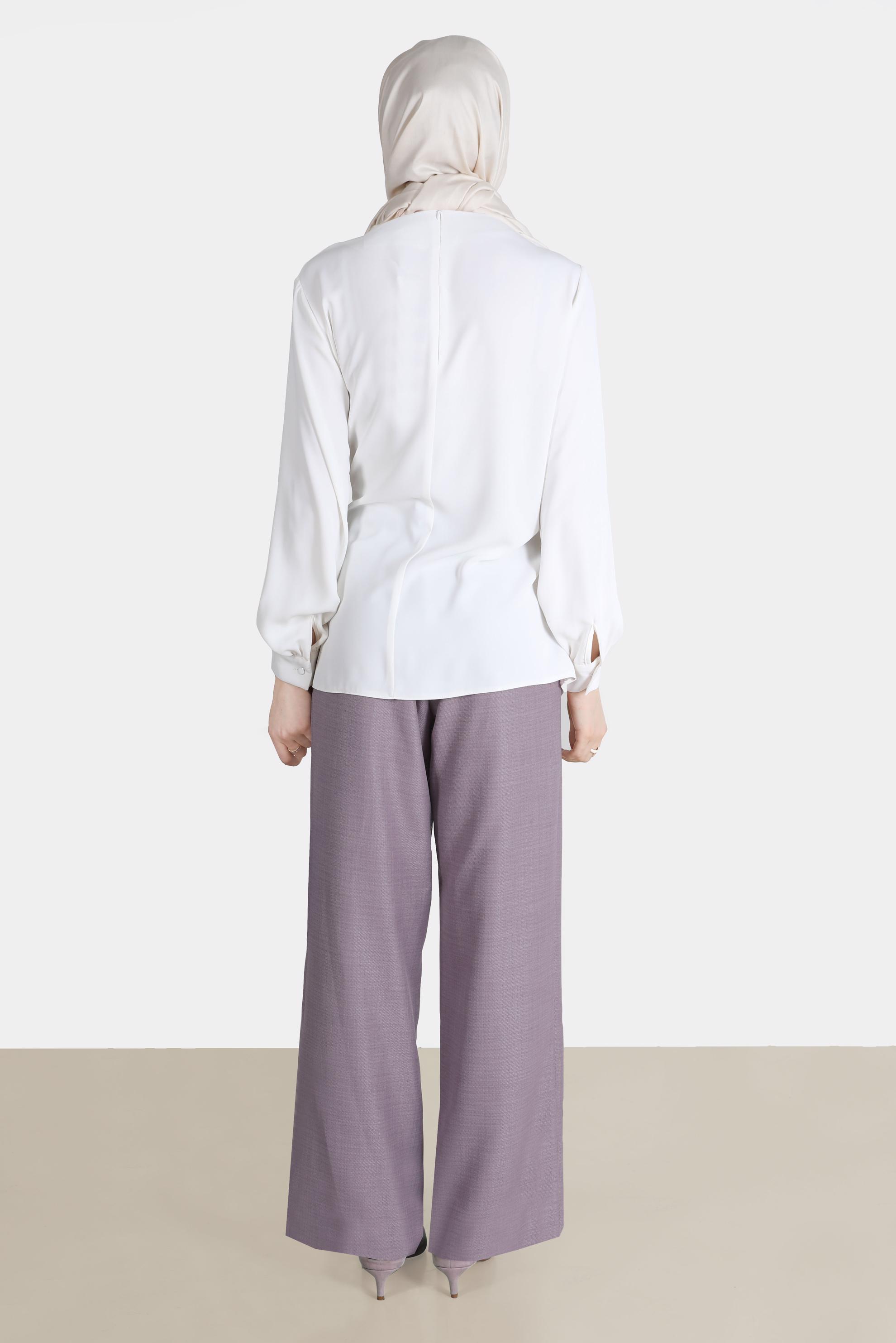 Tesettür giyim BEYAZ YANDAN BAĞLAMALI BLUZ 42757 