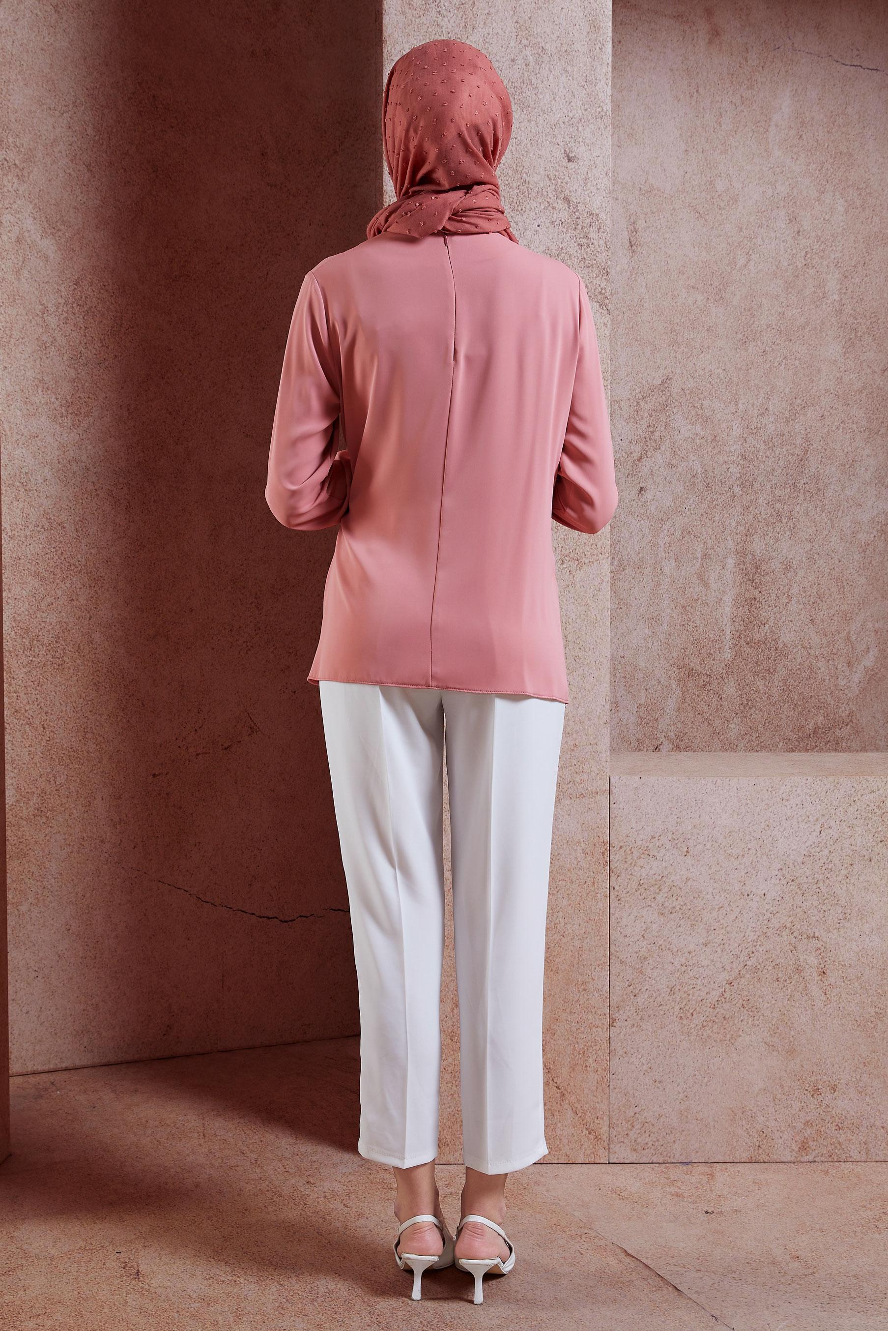 Tesettür giyim PUDRA YANDAN BAĞLAMALI BLUZ 42757 