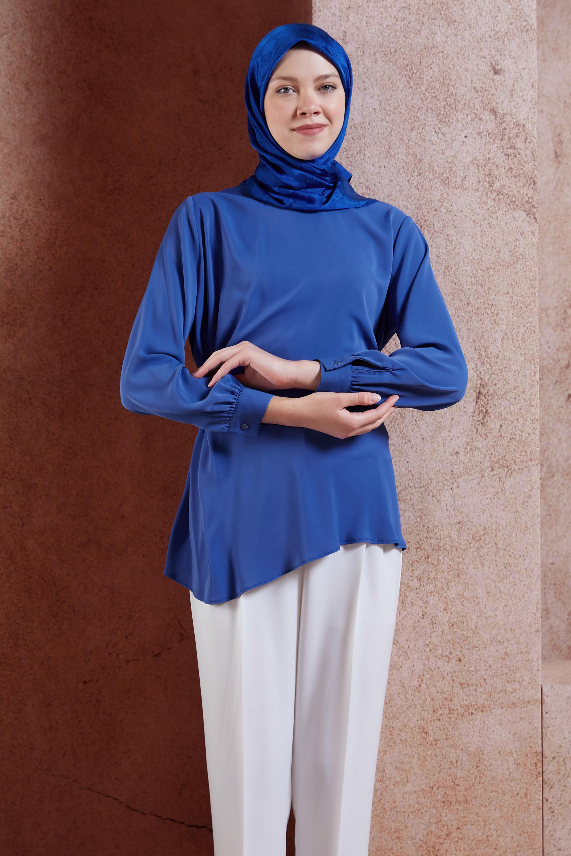 Tesettür giyim LACİVERT YANDAN BAĞLAMALI BLUZ 42757 