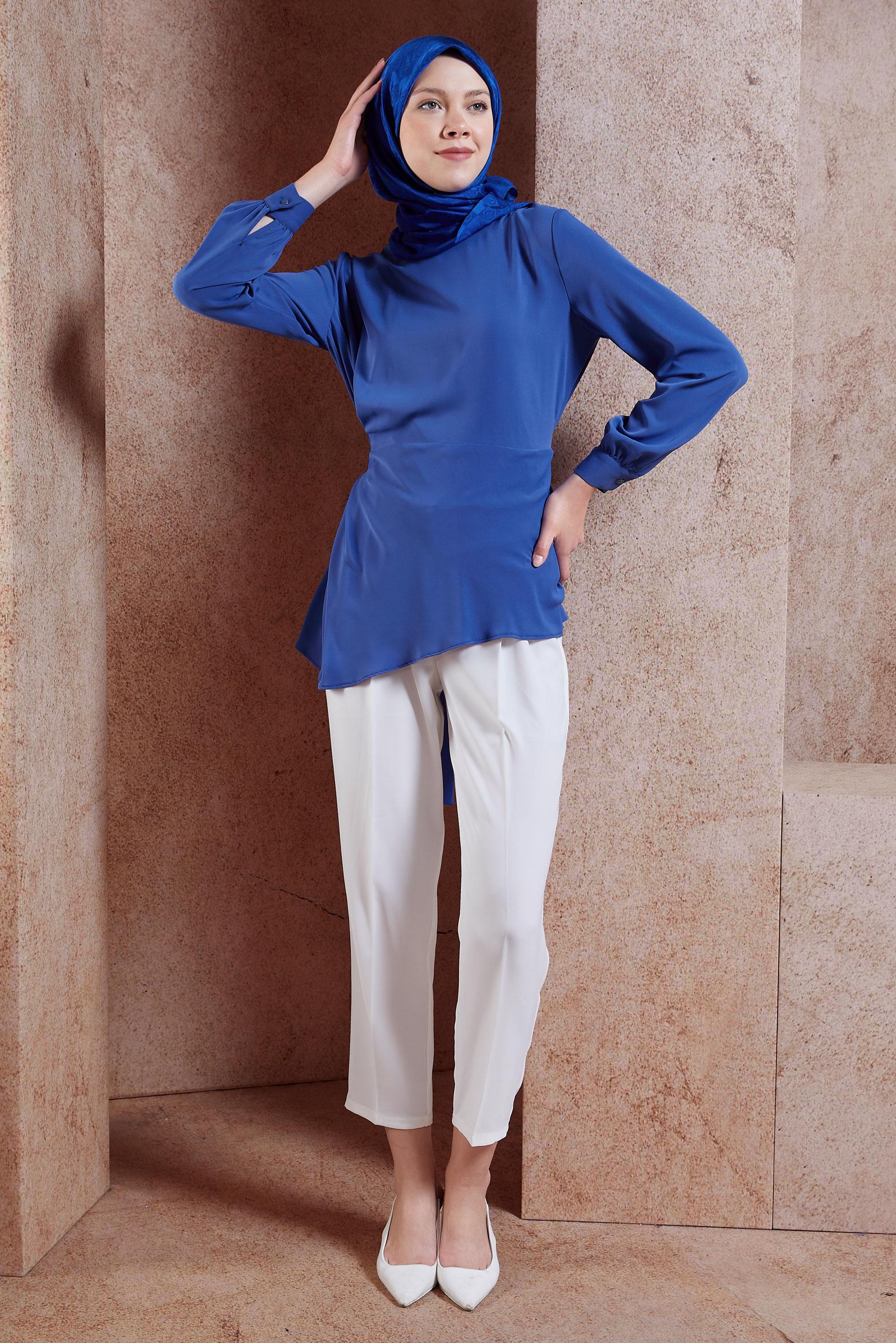 Tesettür giyim LACİVERT YANDAN BAĞLAMALI BLUZ 42757 