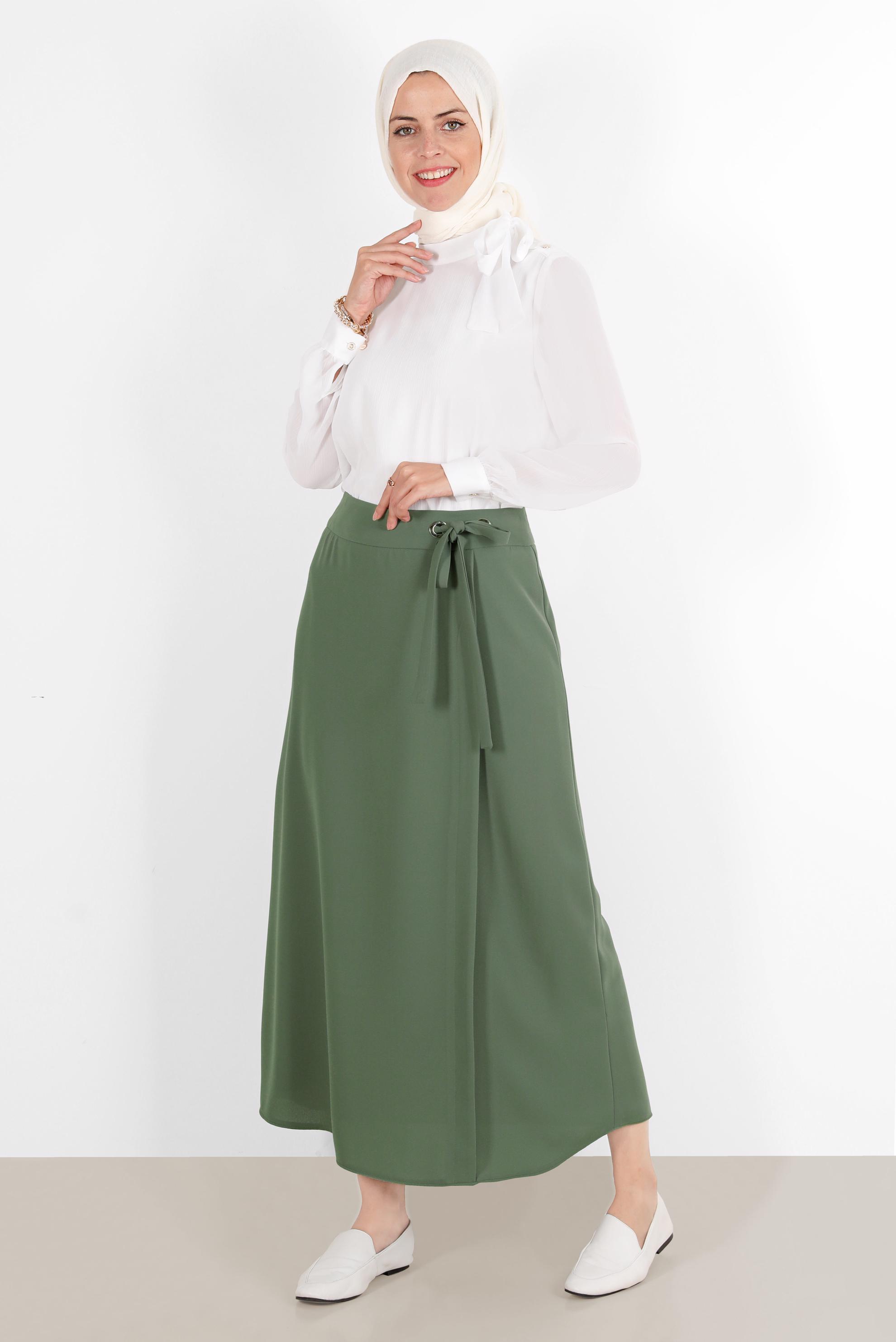 Vêtements hijab BLANC BLOUSE SATINÉE BOUTONNÉE DÉTAIL NOUÉ 42759