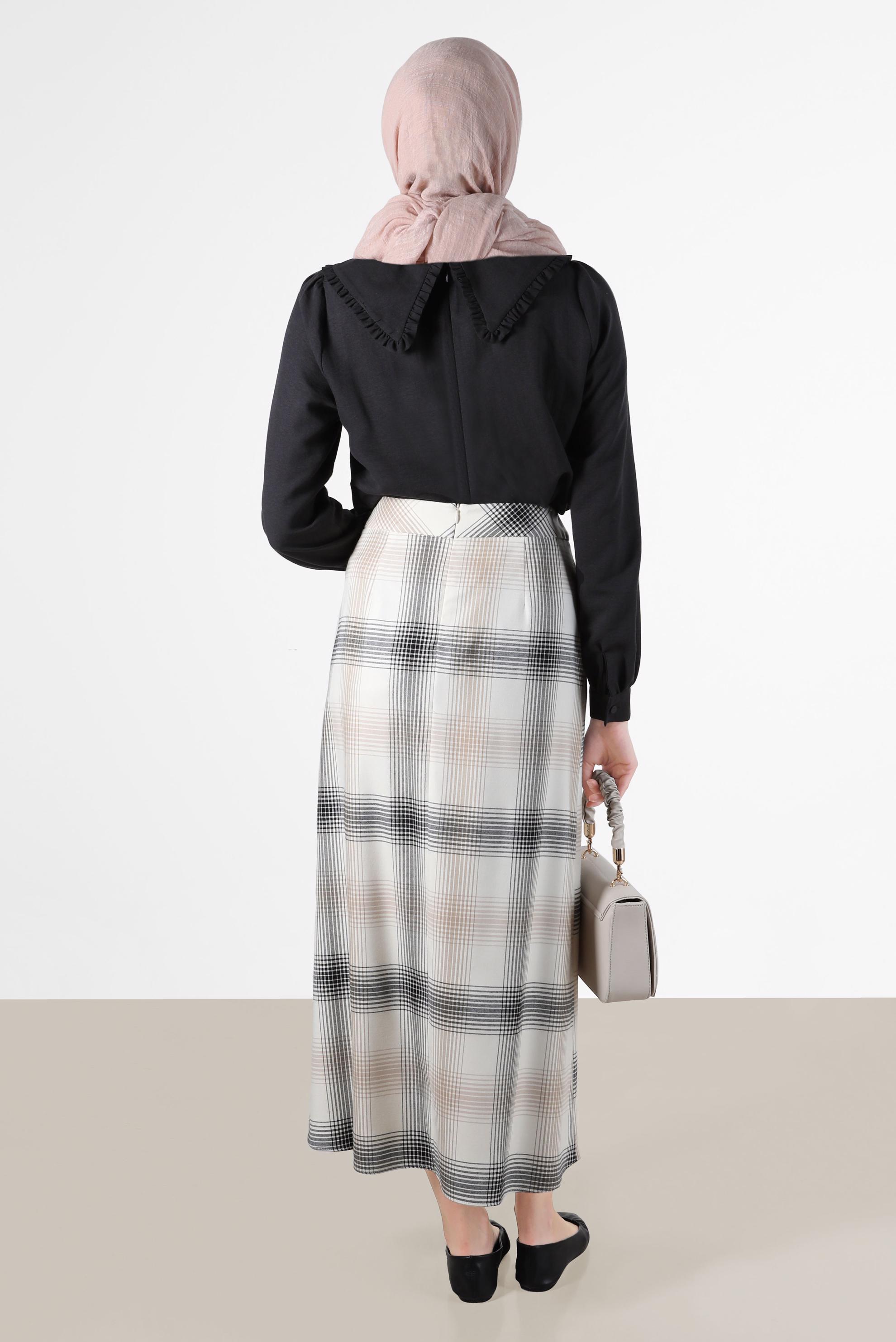 Tesettür giyim SİYAH BEBE YAKA BAĞCIKLI BLUZ 42760 