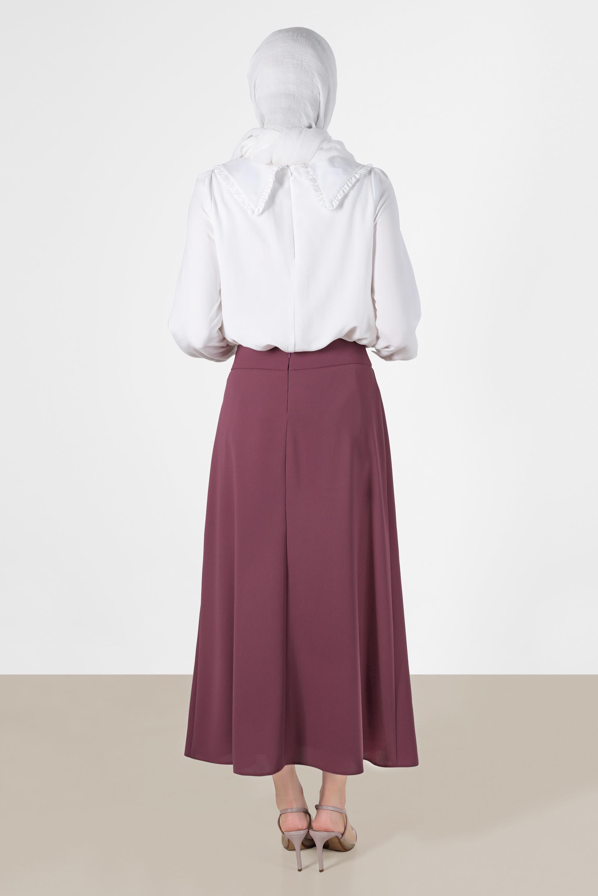 Hijab clothing WHITE ROUND COLLAR TIE DETAIL BLOUSE 42760 