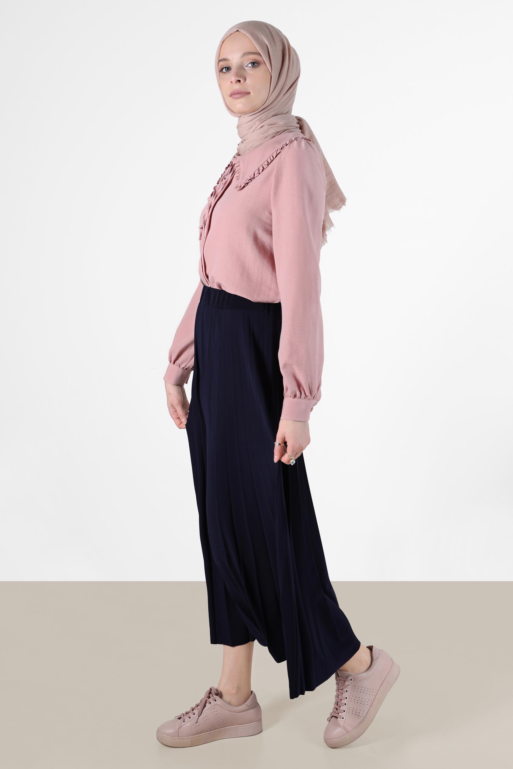 Hijab clothing POWDER ROUND COLLAR TIE DETAIL BLOUSE 42760 