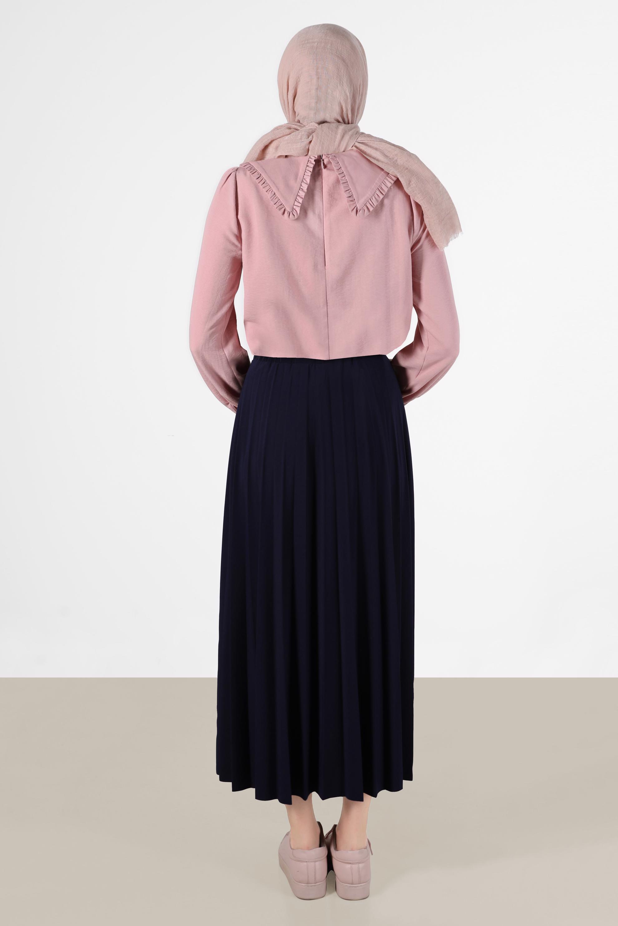 Hijab clothing POWDER ROUND COLLAR TIE DETAIL BLOUSE 42760 