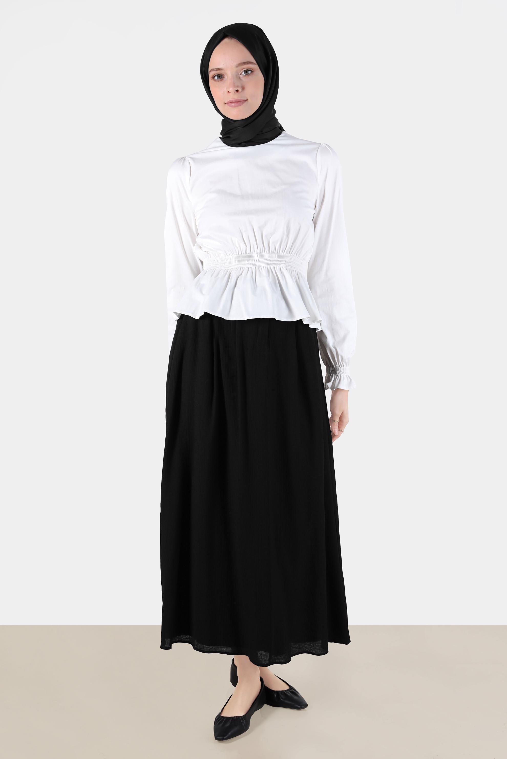 Vêtements hijab BLANC BLOUSE AVEC POIGNETS ET TAILLE ÉLASTIQUE 42762