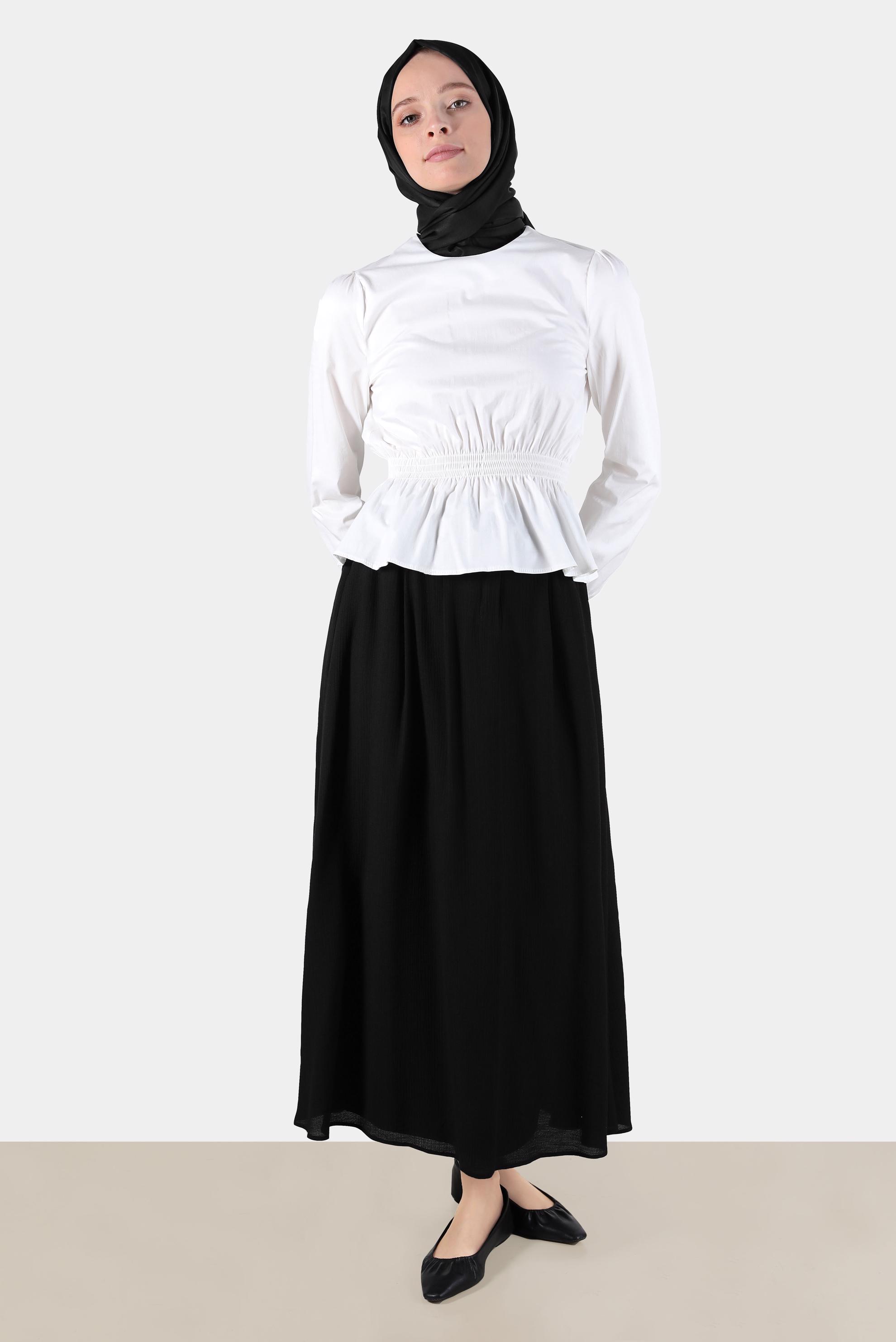 Vêtements hijab BLANC BLOUSE AVEC POIGNETS ET TAILLE ÉLASTIQUE 42762