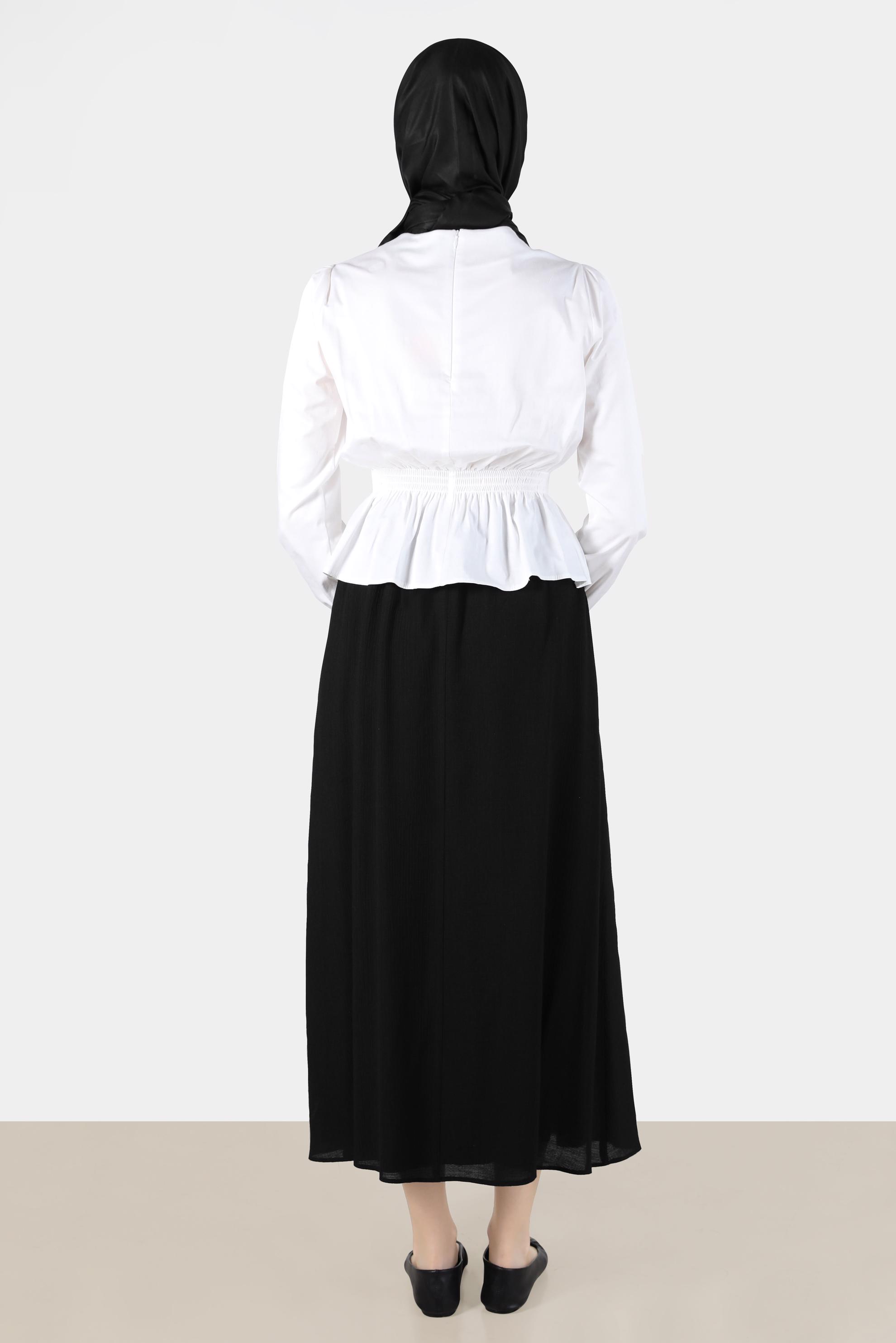 Vêtements hijab BLANC BLOUSE AVEC POIGNETS ET TAILLE ÉLASTIQUE 42762