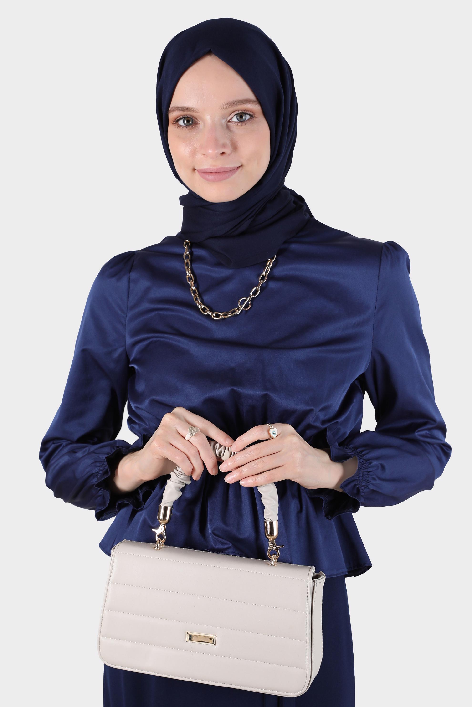 Vêtements hijab BLEU MARINE BLOUSE AVEC POIGNETS ET TAILLE ÉLASTIQUE 42762