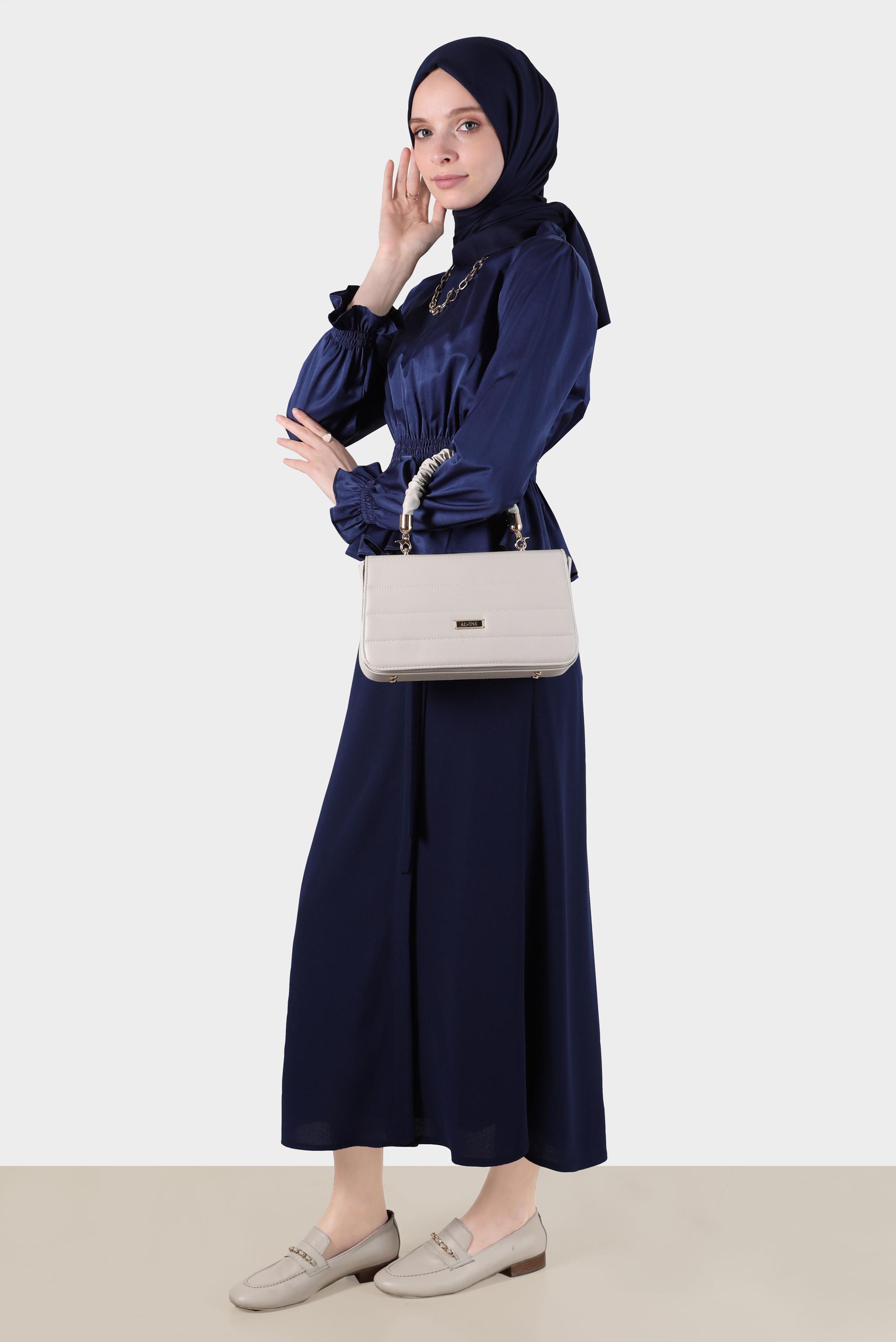 Vêtements hijab BLEU MARINE BLOUSE AVEC POIGNETS ET TAILLE ÉLASTIQUE 42762