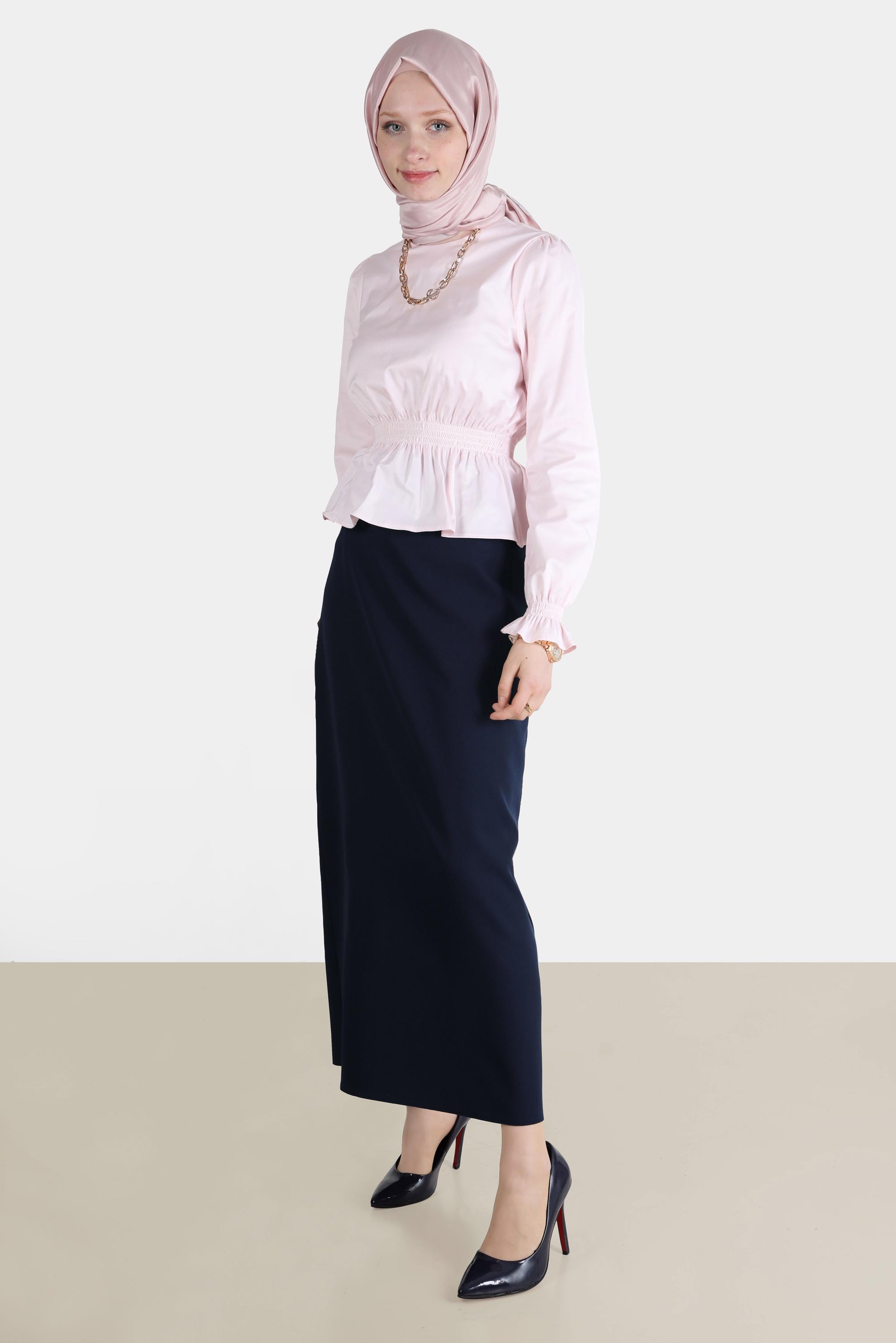 Hijab clothing PINK BLOUSE WITH ELASTIC CUFFS AND WAIST 42762