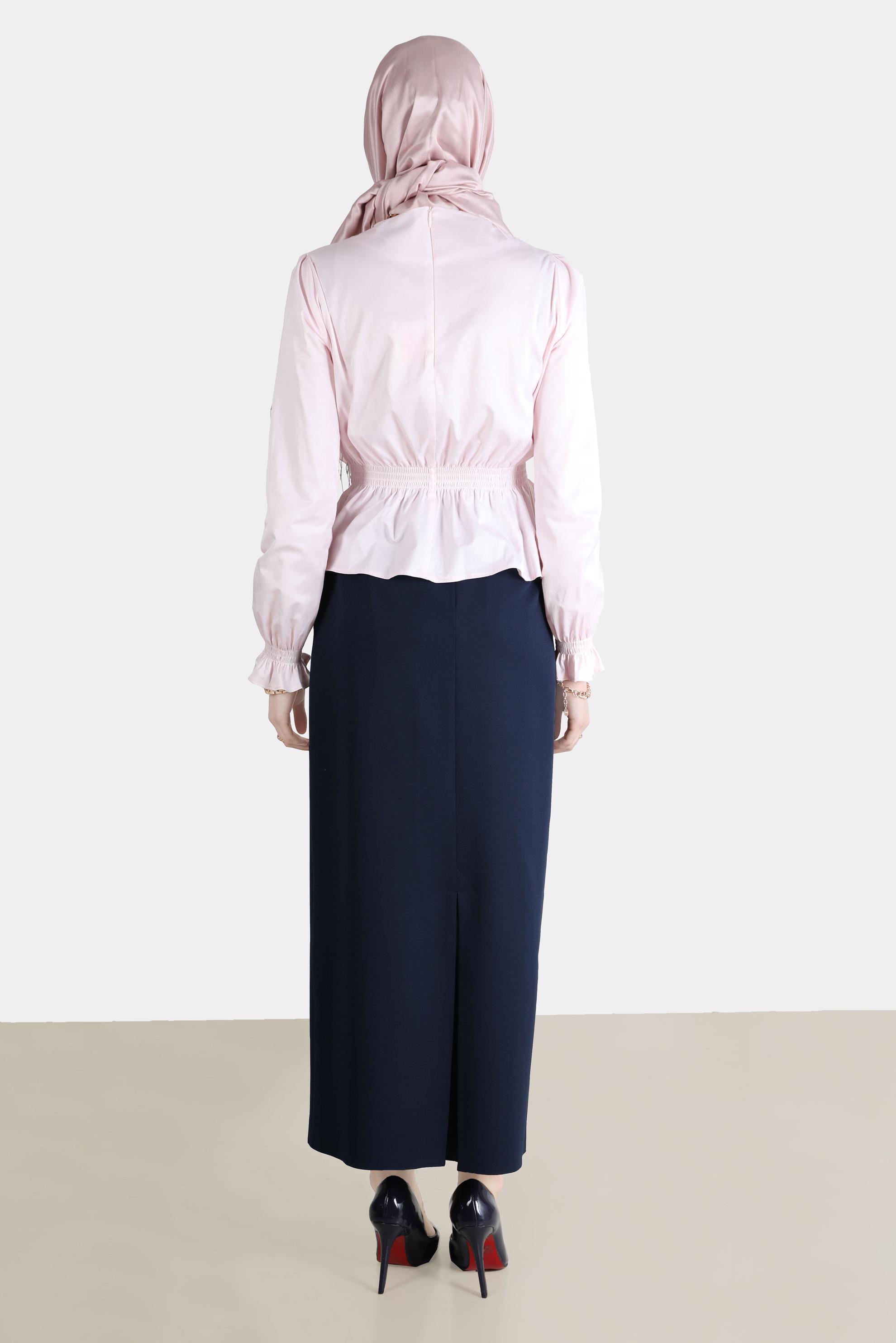 Hijab clothing PINK BLOUSE WITH ELASTIC CUFFS AND WAIST 42762