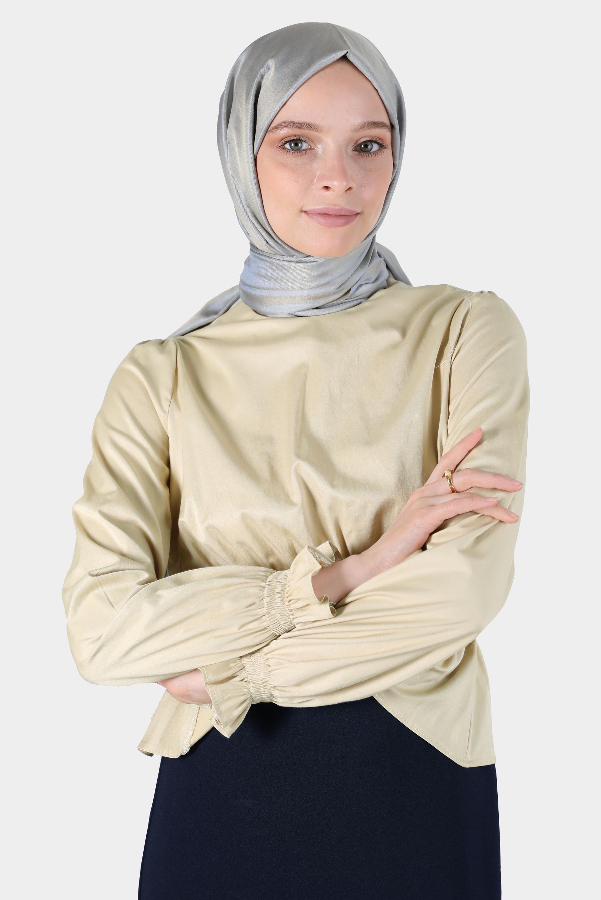 Hijab clothing SAND BLOUSE WITH ELASTIC CUFFS AND WAIST 42762