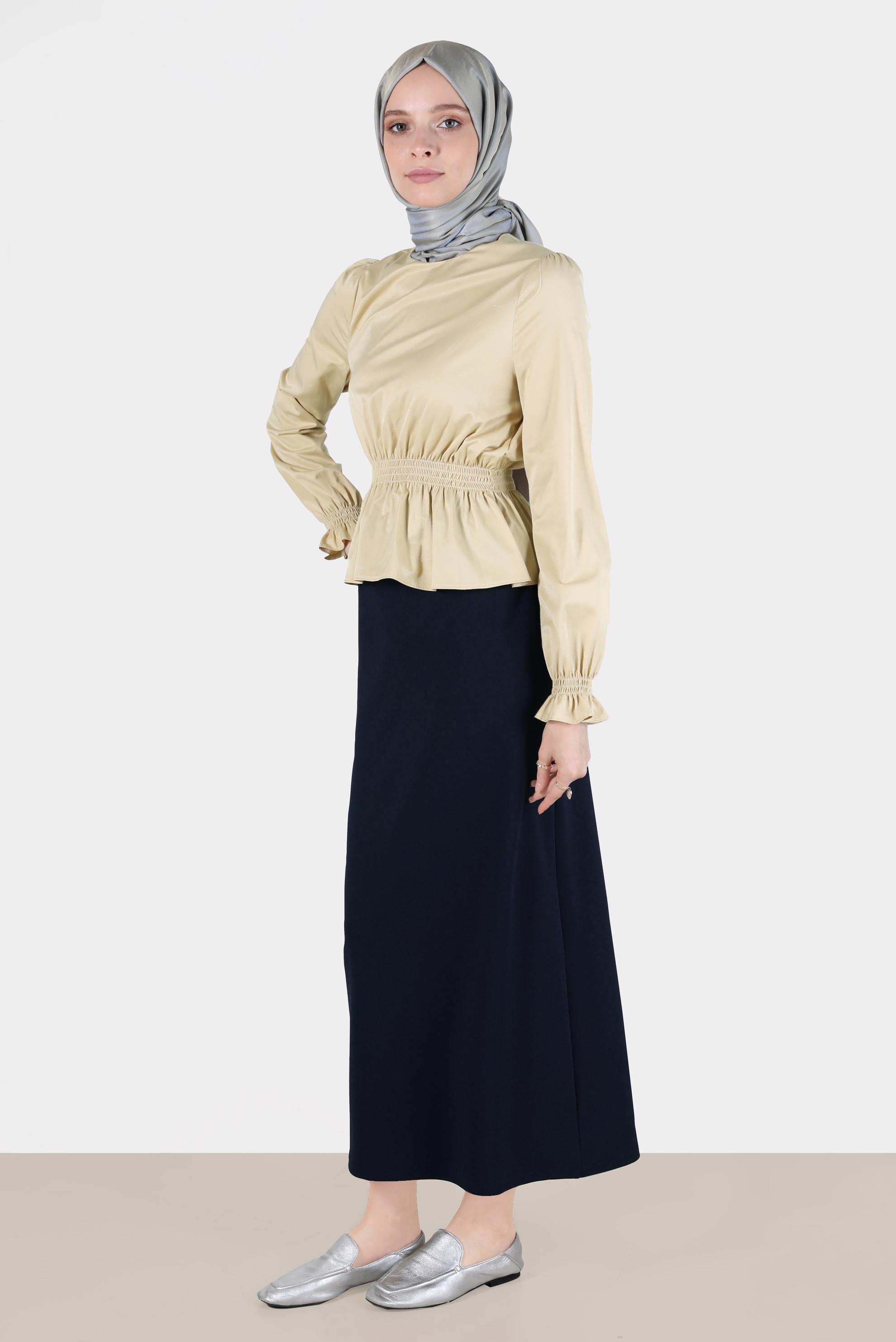 Hijab clothing SAND BLOUSE WITH ELASTIC CUFFS AND WAIST 42762