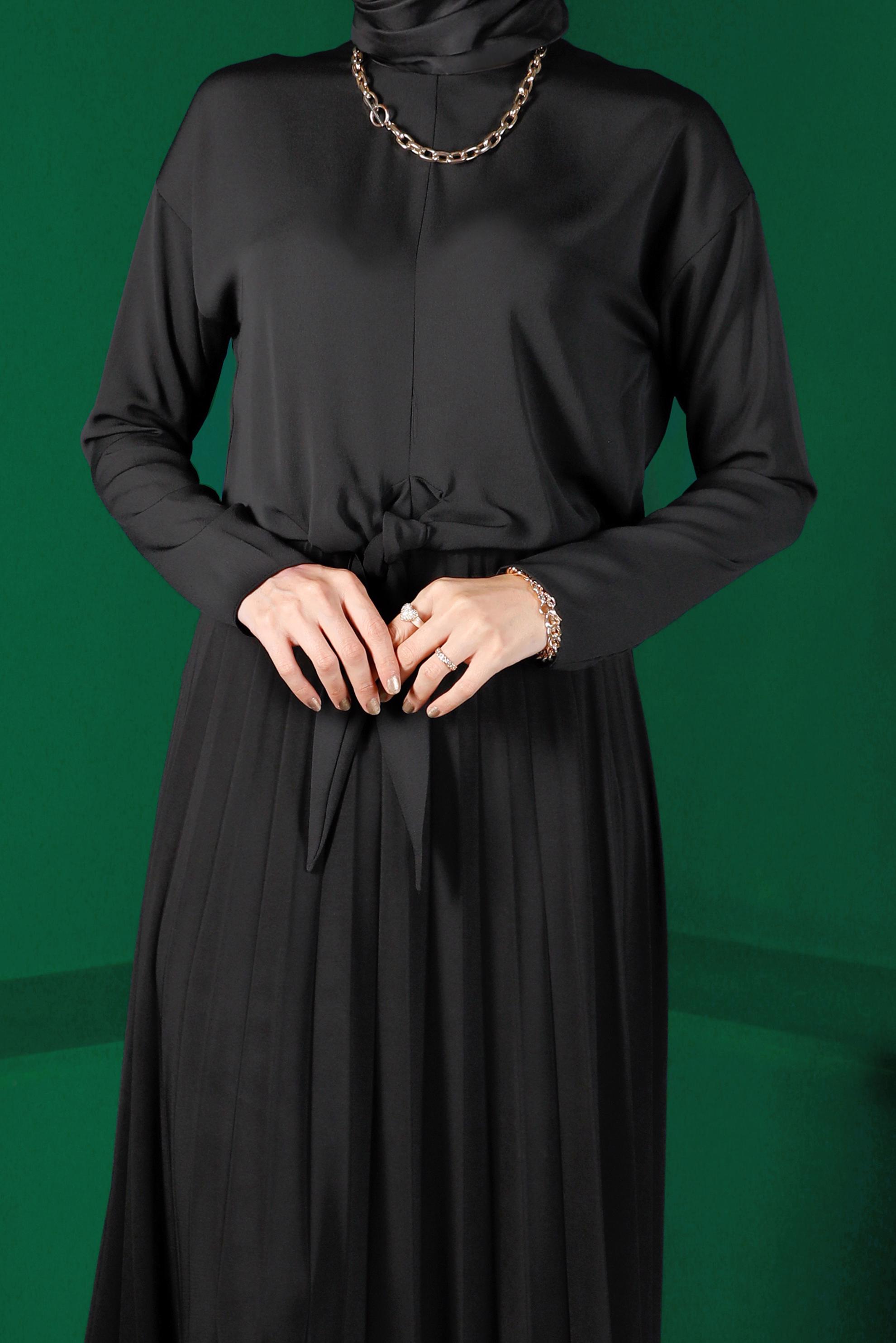 Tesettür giyim SİYAH BAĞLAMA DETAYLI BLUZ 42793 