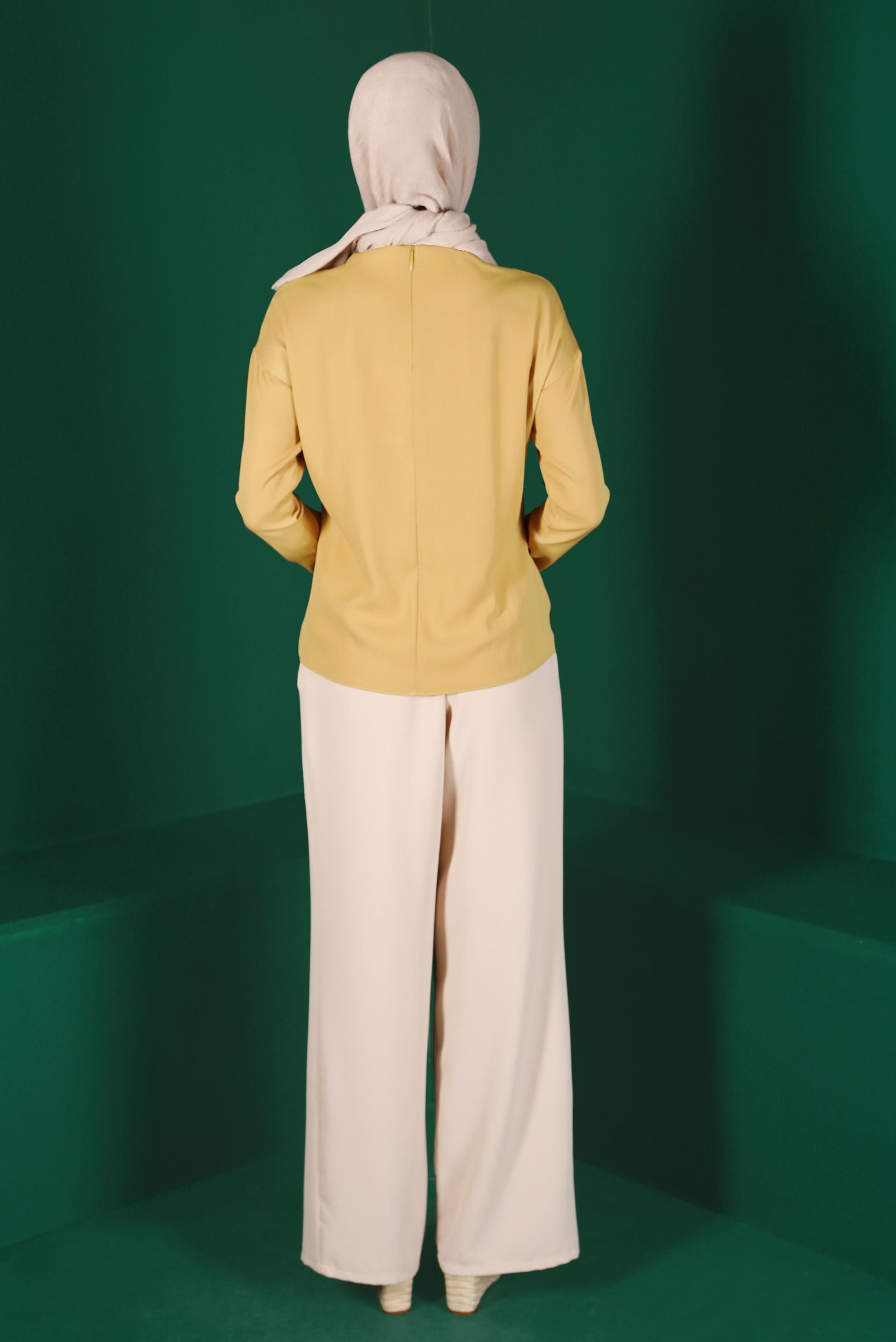 Tesettür giyim SARI BAĞLAMA DETAYLI BLUZ 42793 