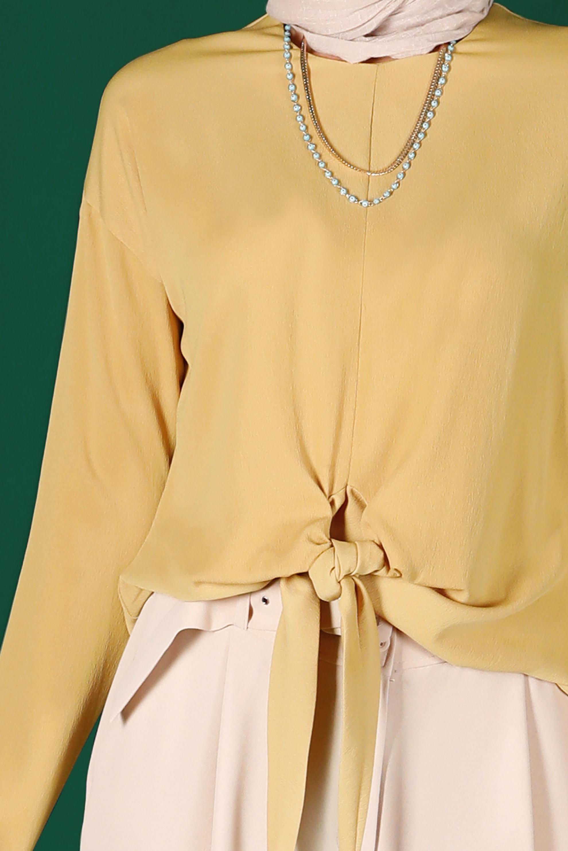 Tesettür giyim SARI BAĞLAMA DETAYLI BLUZ 42793 