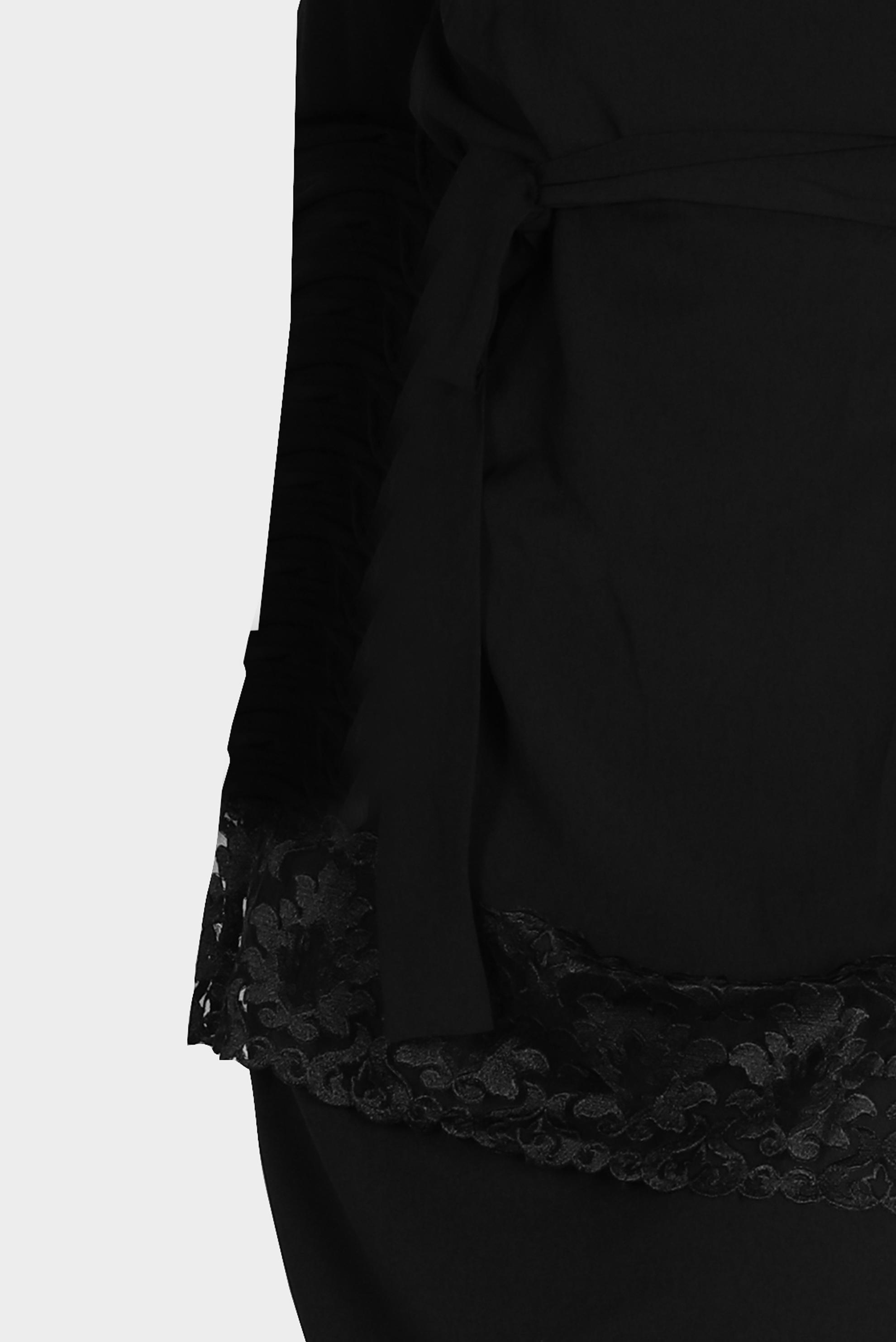 Tesettür giyim SİYAH ETEK UCU DANTEL DETAYLI KUŞAKLI BLUZ 42802 