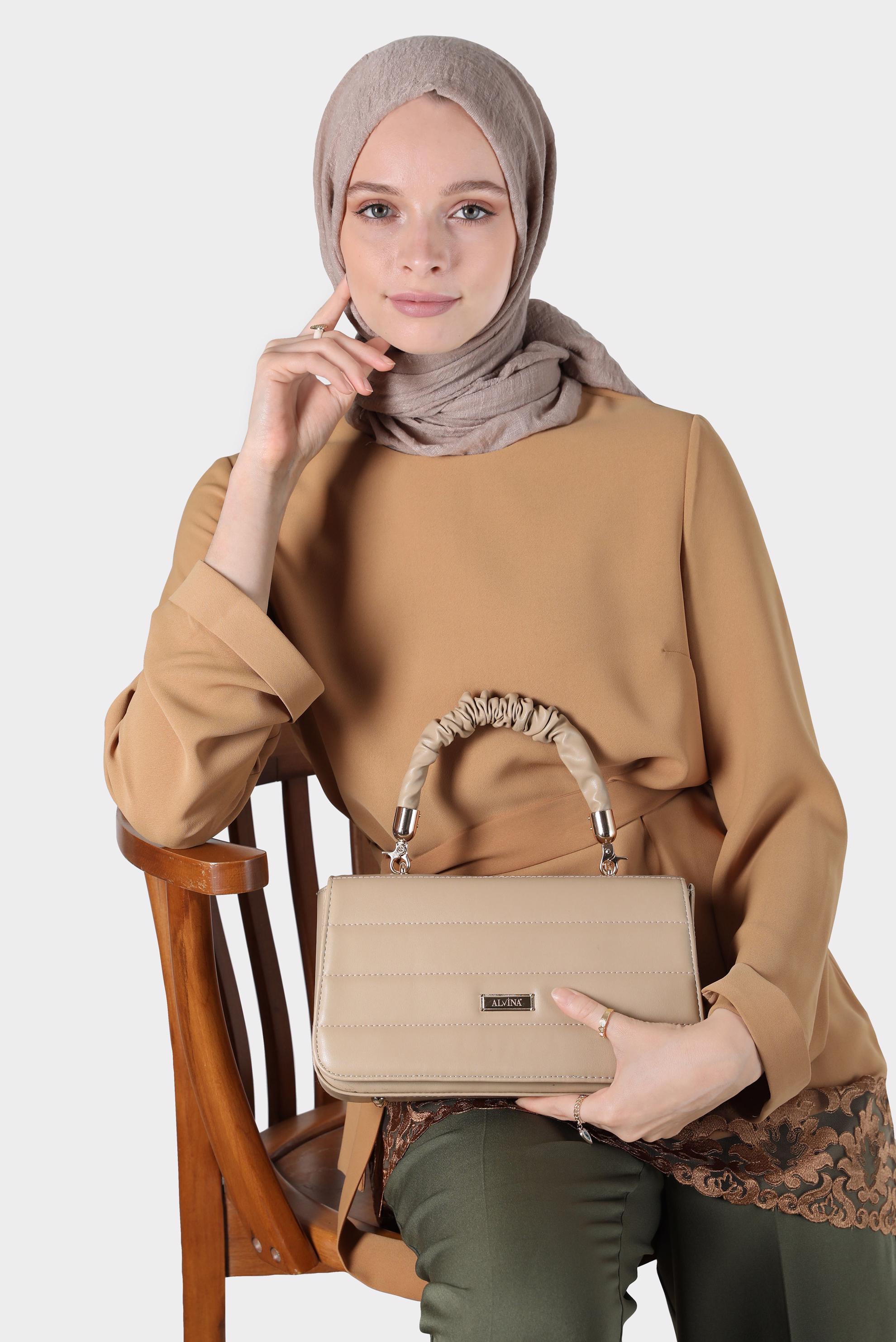 Hijab clothing YELLOW BELTED BLOUSE WITH LACED HEM 42802 