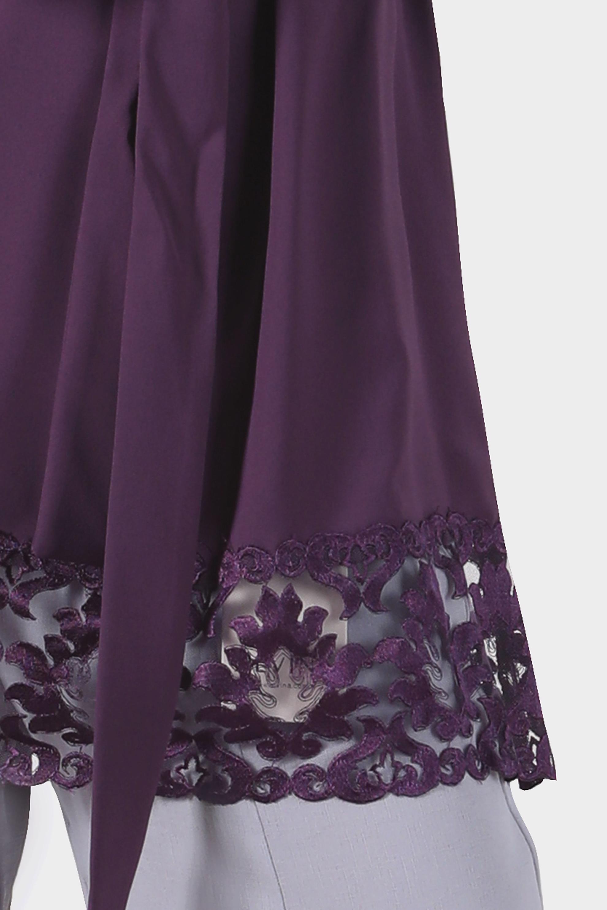 Hijab clothing PURPLE BELTED BLOUSE WITH LACED HEM 42802 