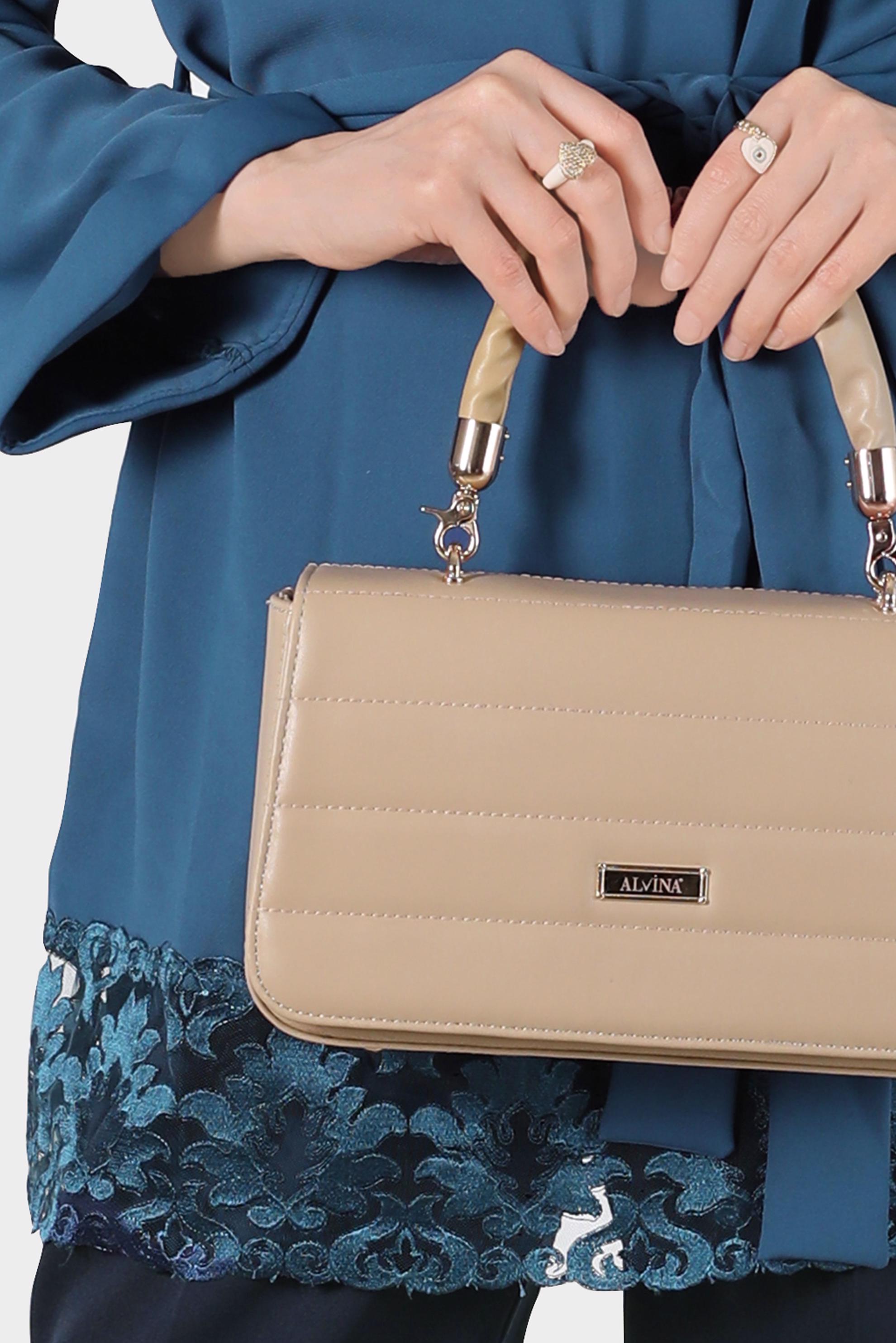 Hijab clothing NAVY BLUE BELTED BLOUSE WITH LACED HEM 42802 