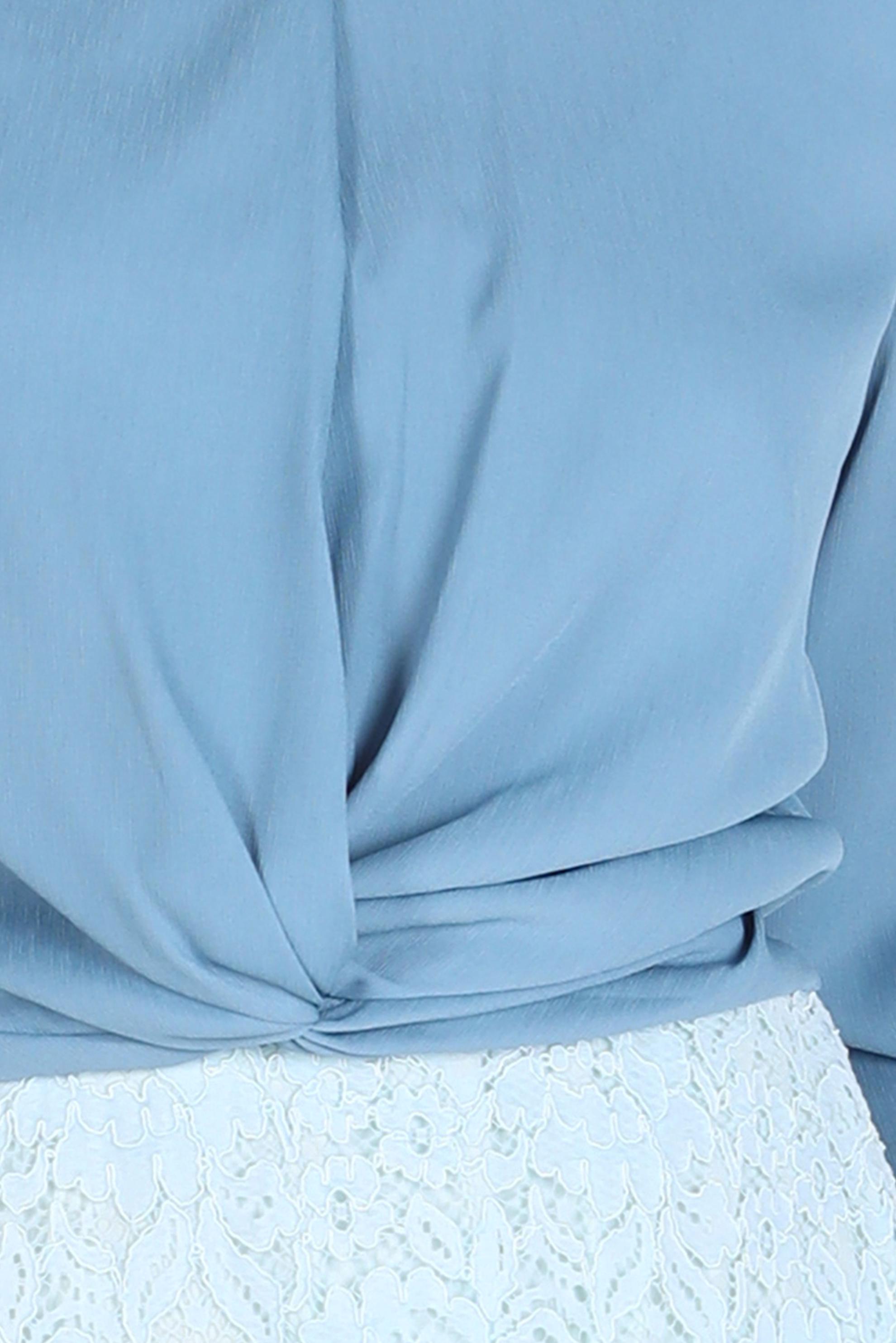 Tesettür giyim MAVİ BAĞLAMA DETAYLI BLUZ 42805 