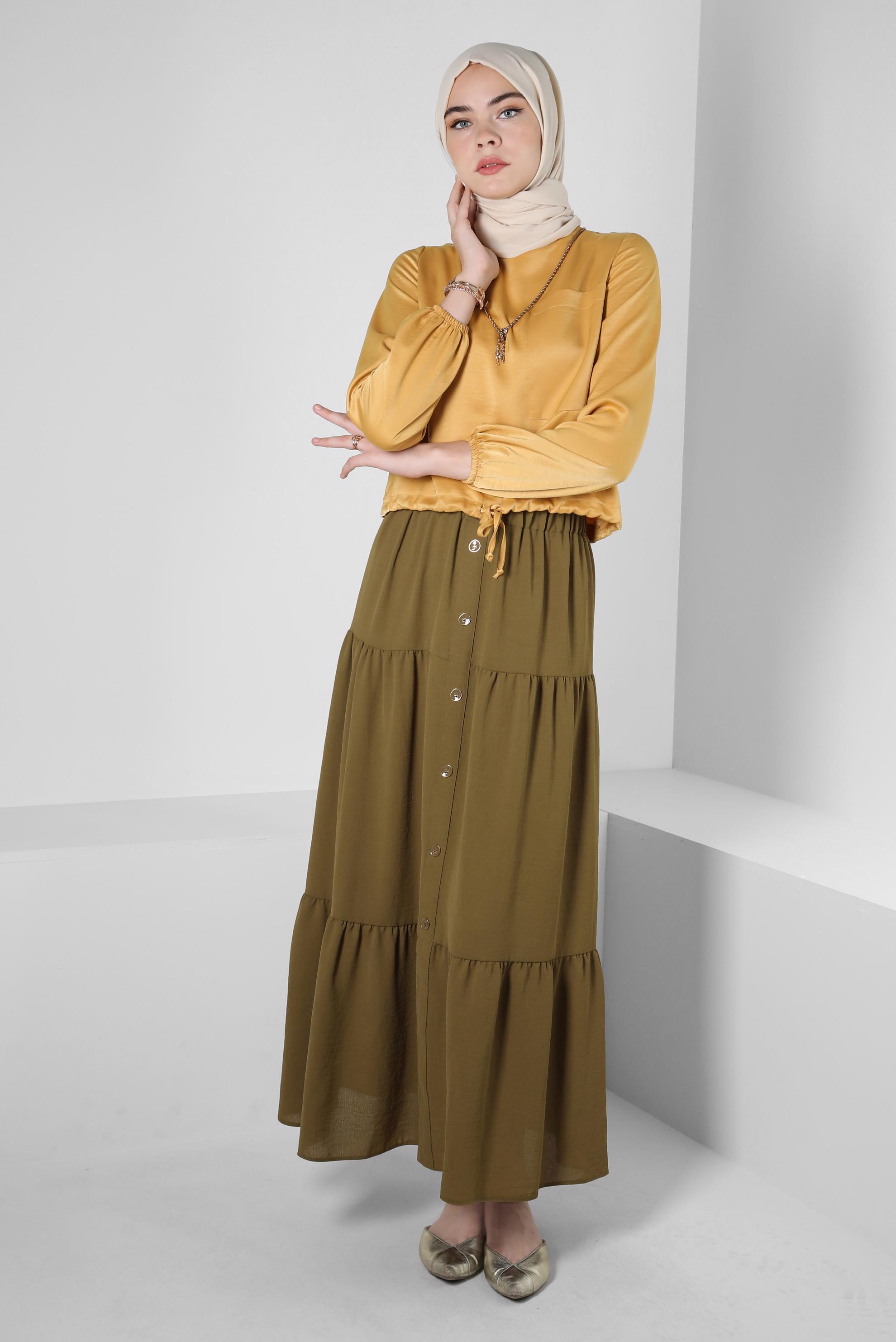 Tesettür giyim SARI CEPLİ AEROBIN BLUZ 42813 