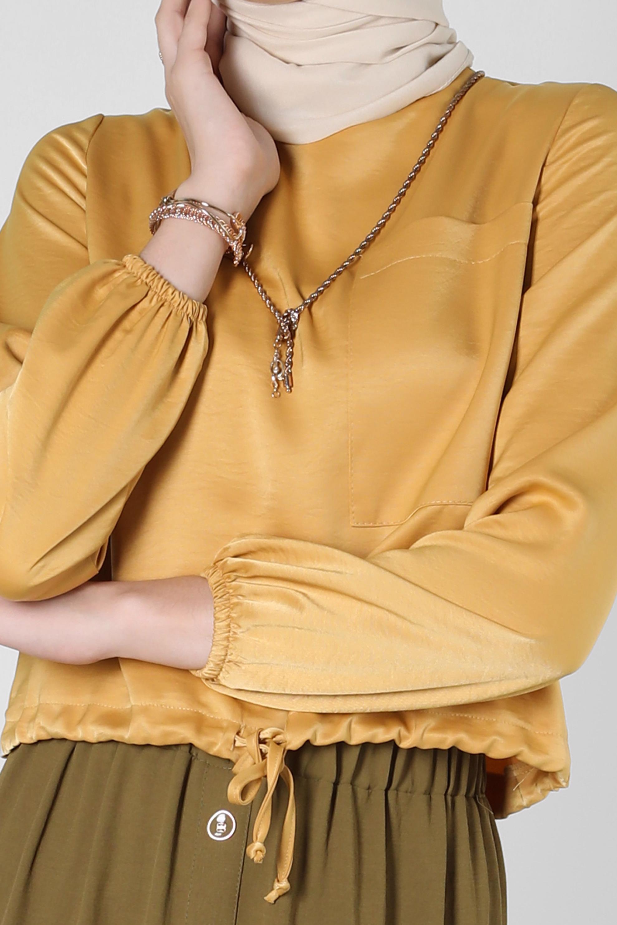 Tesettür giyim SARI CEPLİ AEROBIN BLUZ 42813 