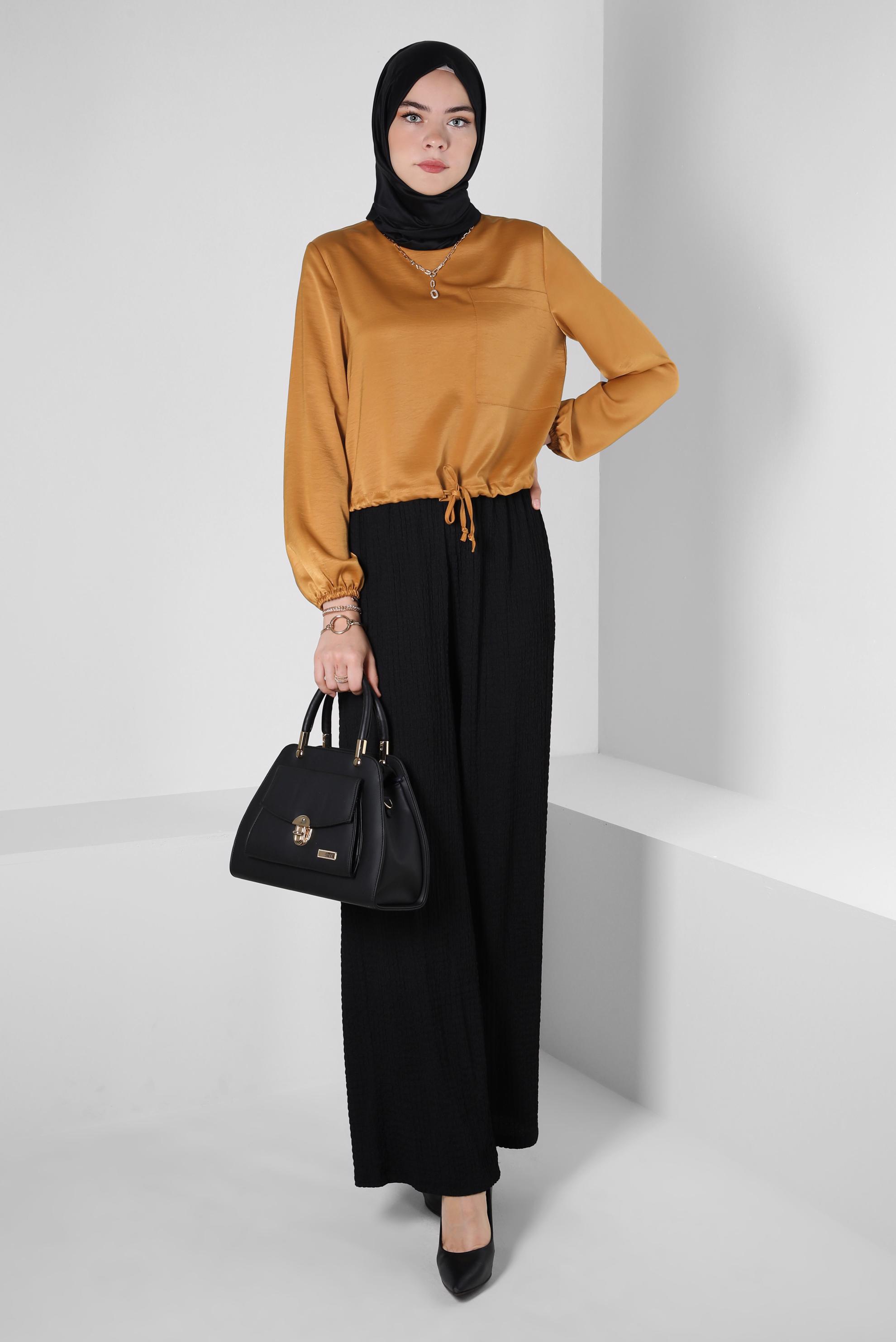 Tesettür giyim SARI CEPLİ AEROBIN BLUZ 42813 