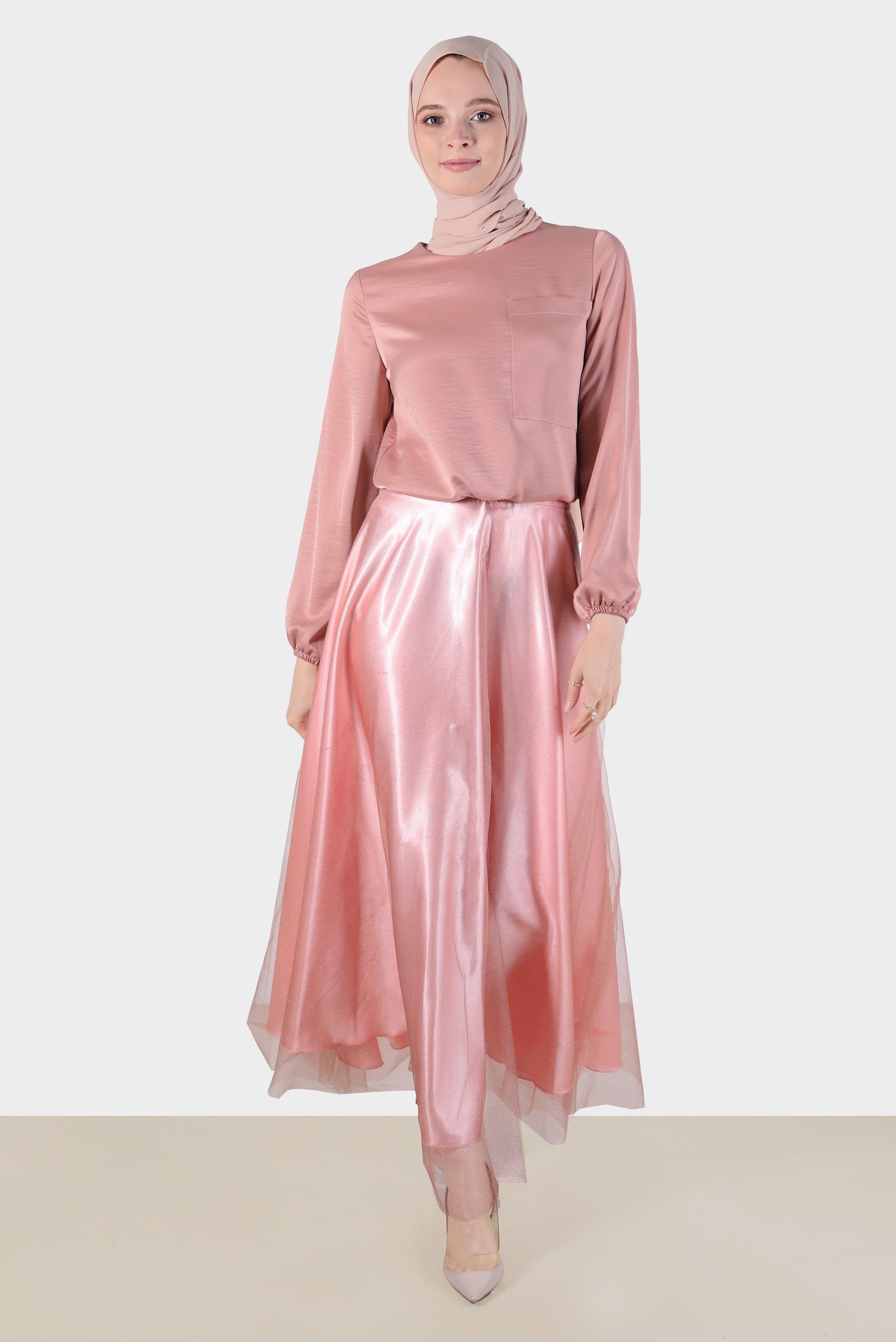 Tesettür giyim PUDRA CEPLİ AEROBIN BLUZ 42813 