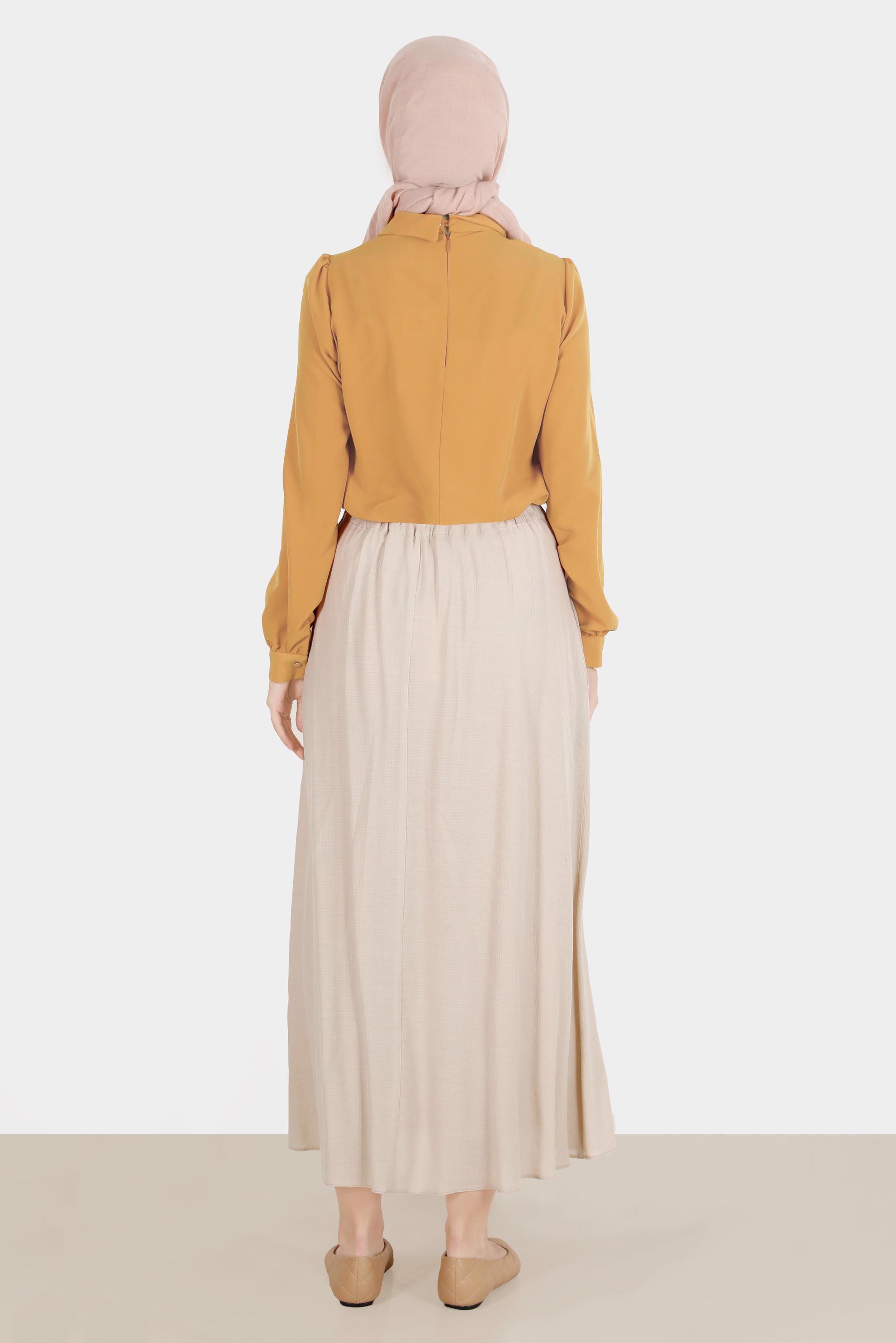 Tesettür giyim SARI BROŞ DETAYLI BLUZ 42830 