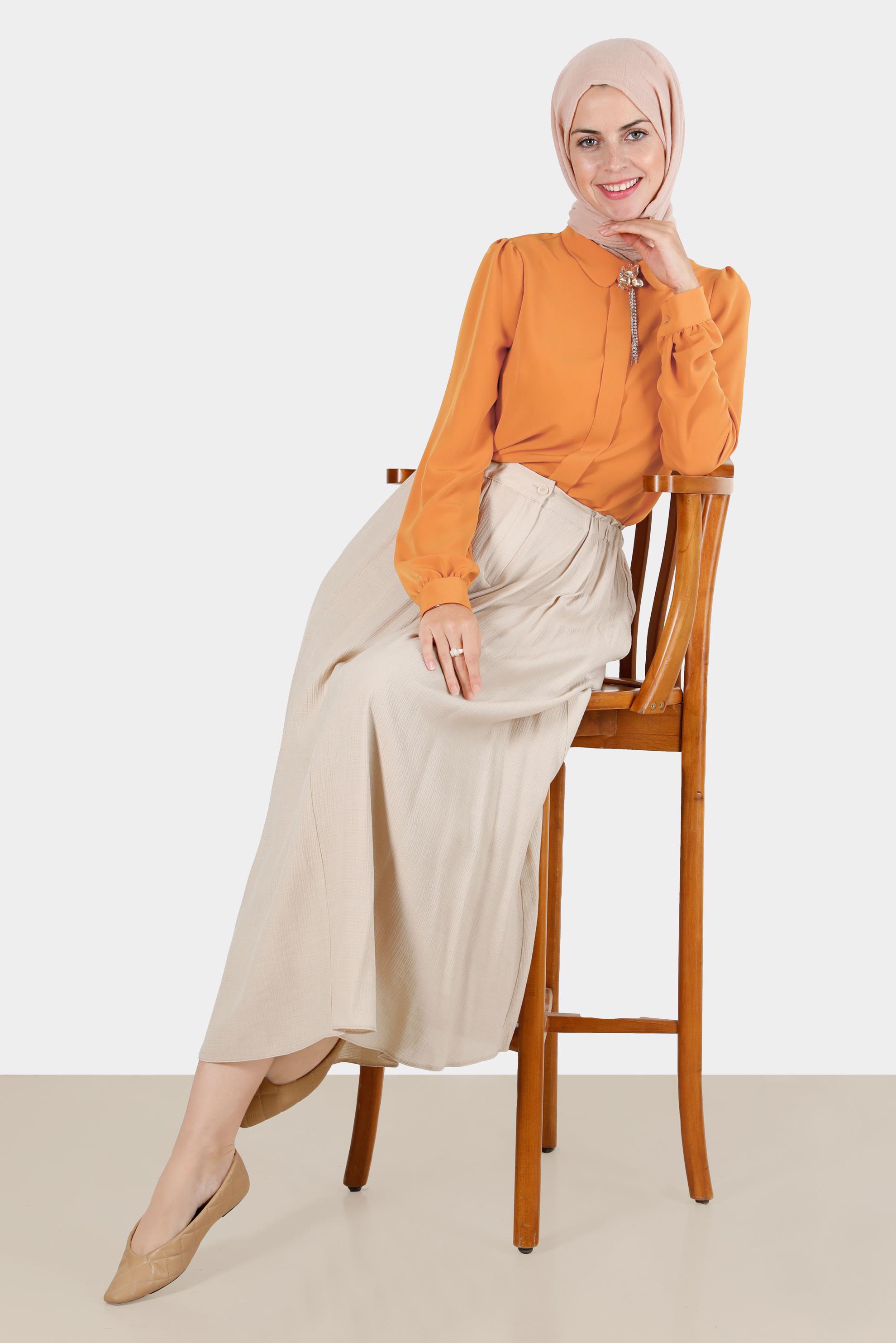 Hijab clothing ORANGE BROOCH DETAIL BLOUSE 42830 