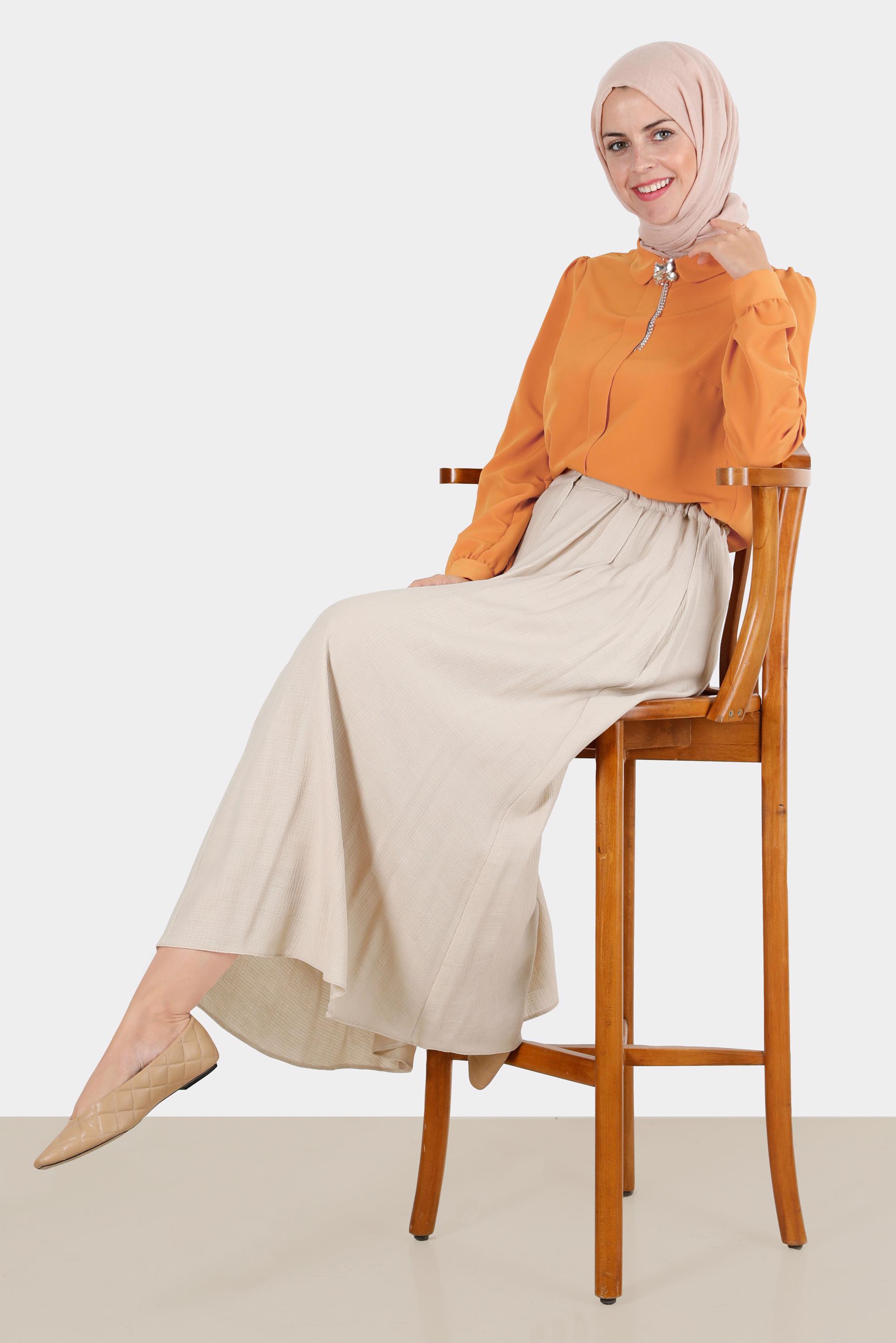 Hijab clothing ORANGE BROOCH DETAIL BLOUSE 42830 