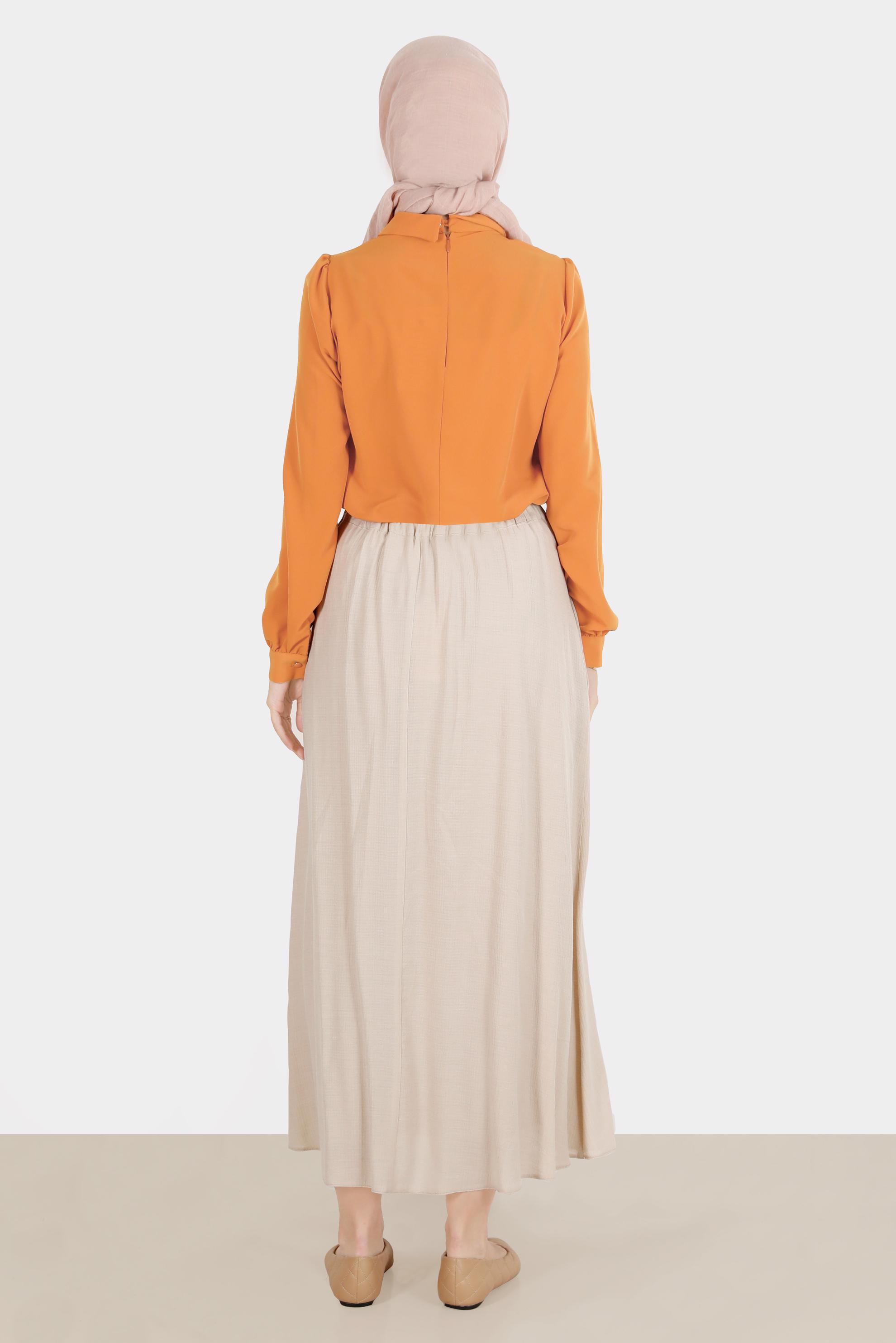 Hijab clothing ORANGE BROOCH DETAIL BLOUSE 42830 