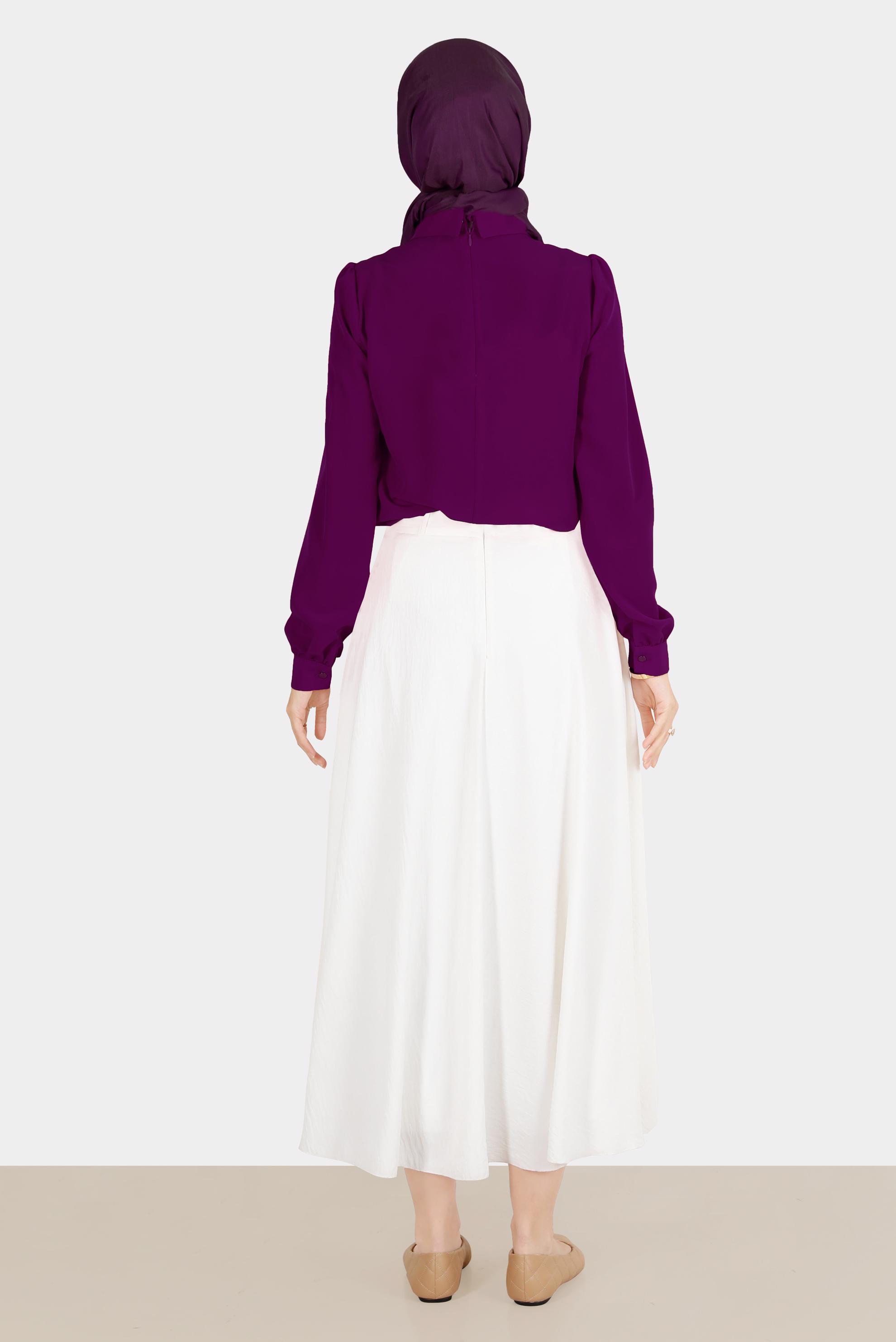 Hijab clothing PURPLE BROOCH DETAIL BLOUSE 42830 