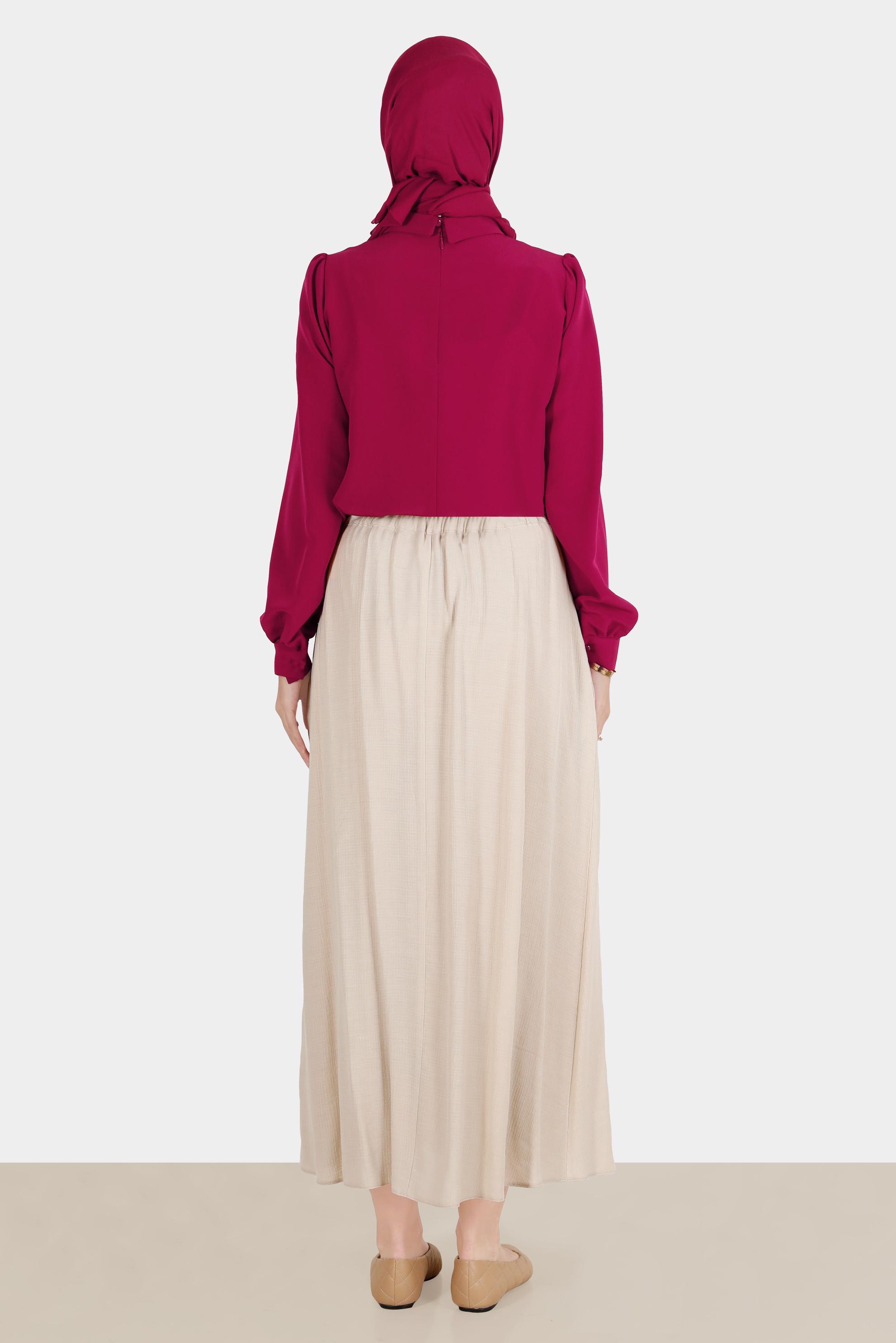 Hijab clothing FUCHSIA BROOCH DETAIL BLOUSE 42830 