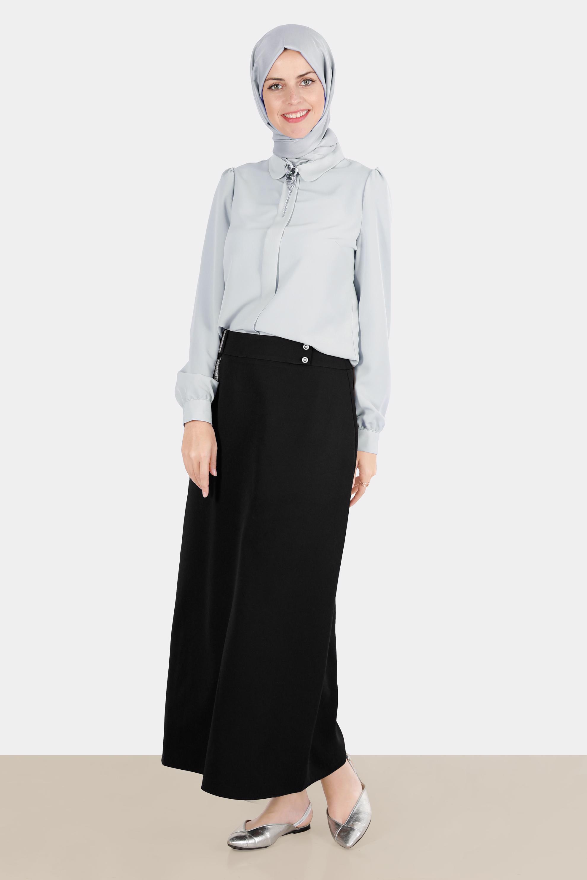 Hijab clothing SILVER BROOCH DETAIL BLOUSE 42830 