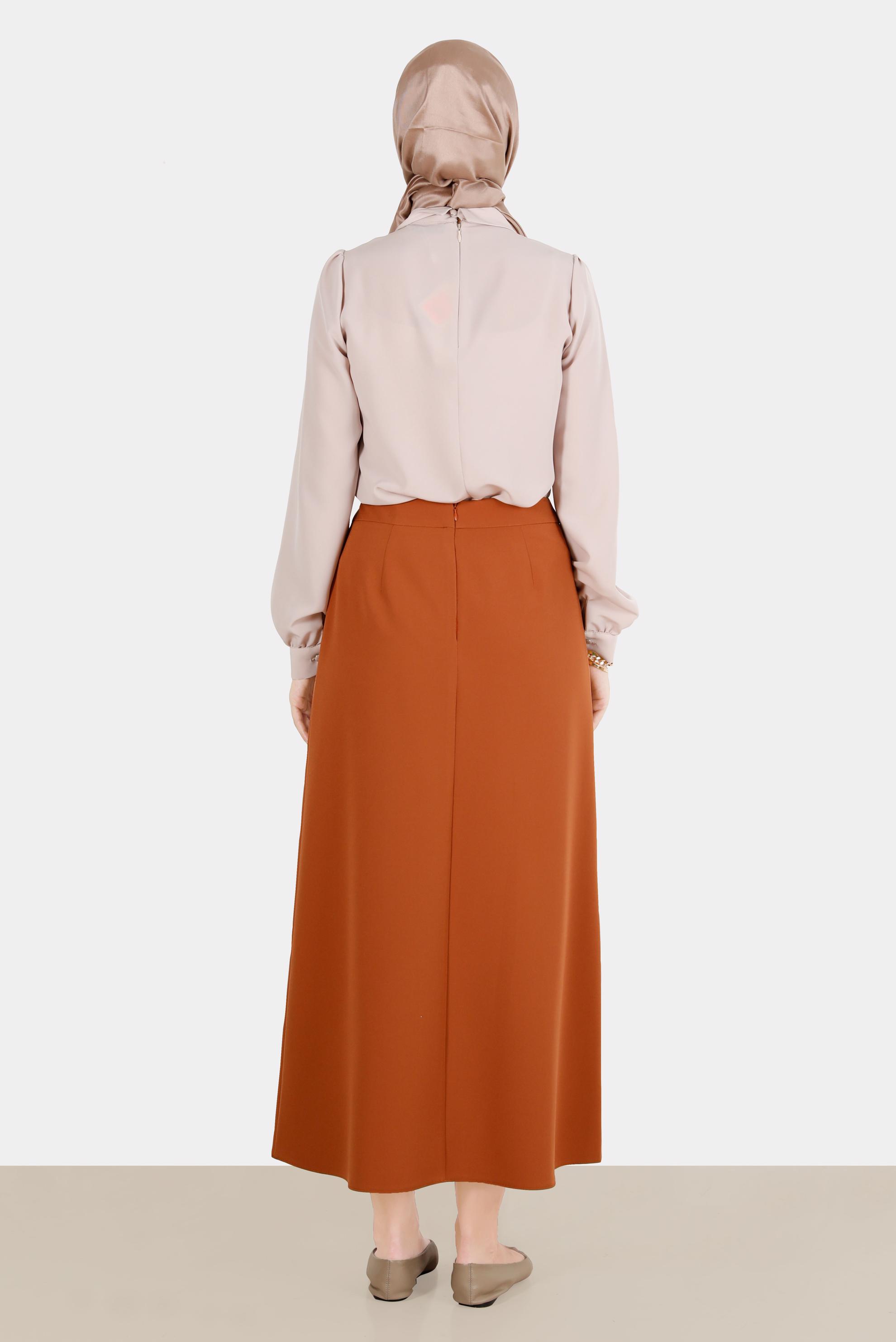 Hijab clothing BEIGE BROOCH DETAIL BLOUSE 42830 