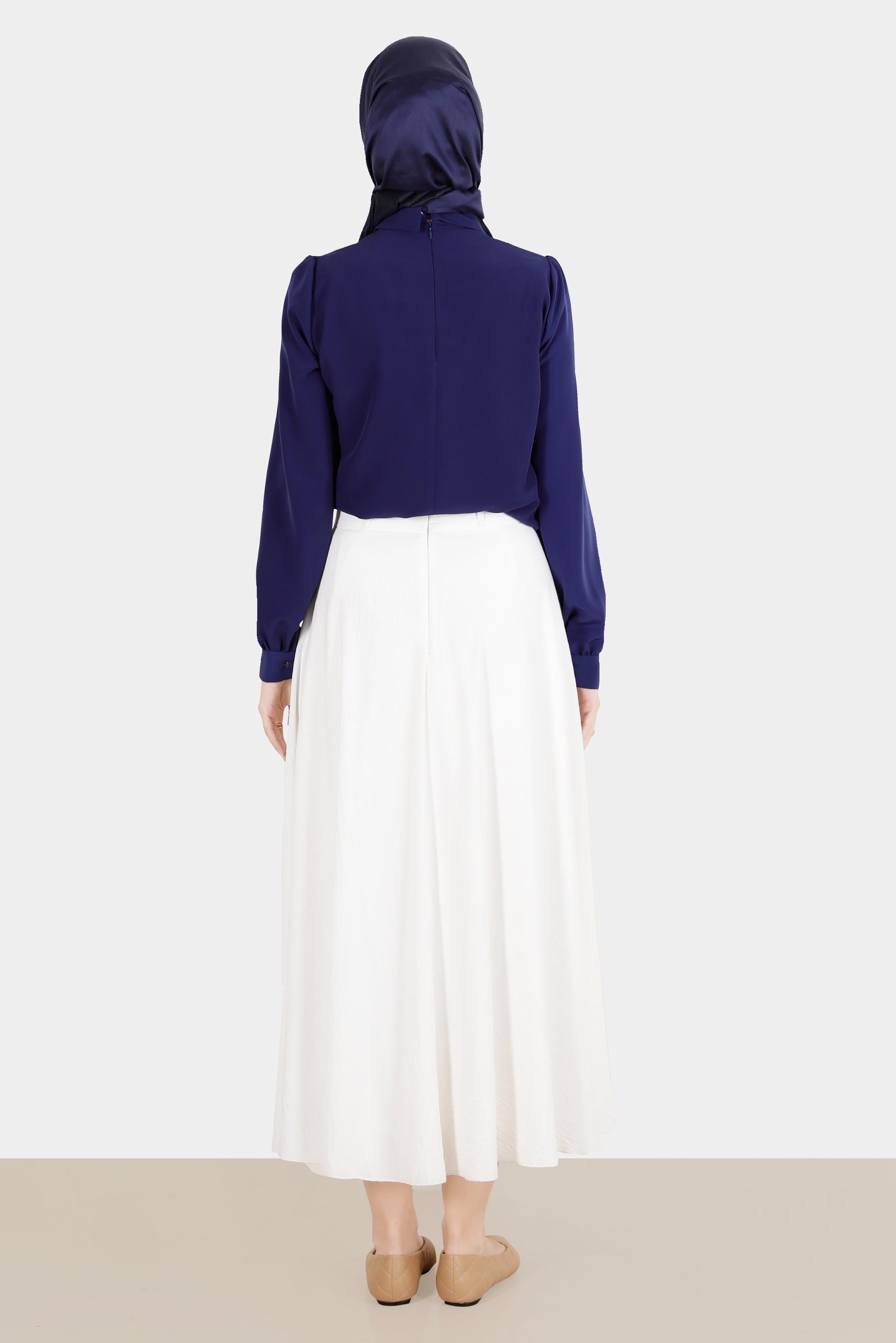 Hijab clothing NAVY BLUE BROOCH DETAIL BLOUSE 42830 