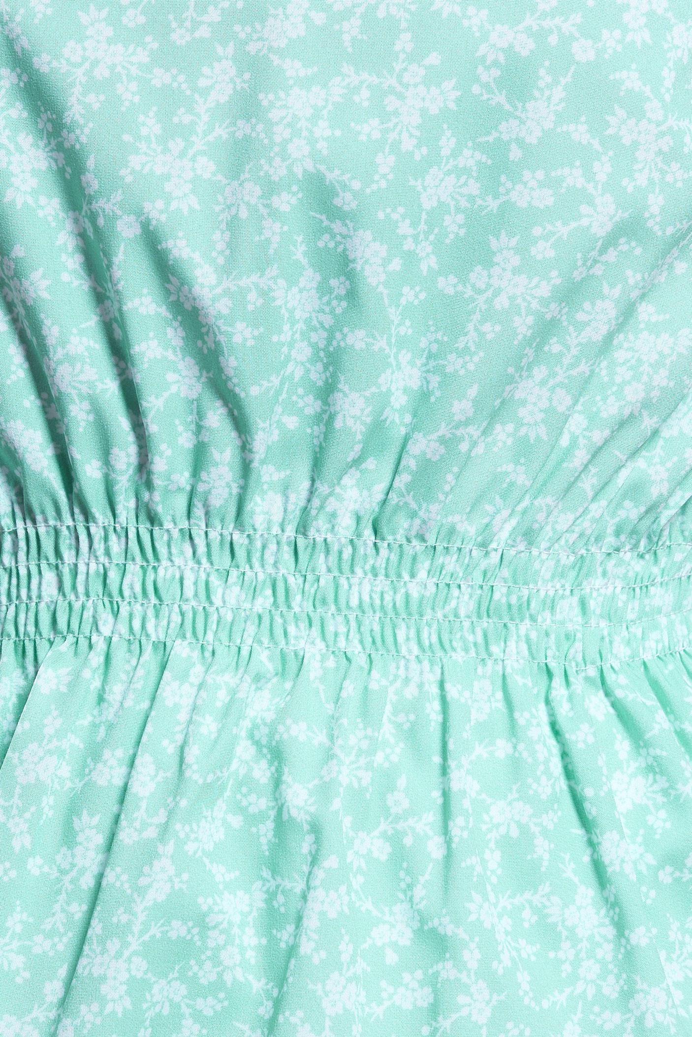 Tesettür giyim YEŞİL BELİ VE MANŞETLERİ LASTİKLİ ÇİÇEKLİ BLUZ 42888 