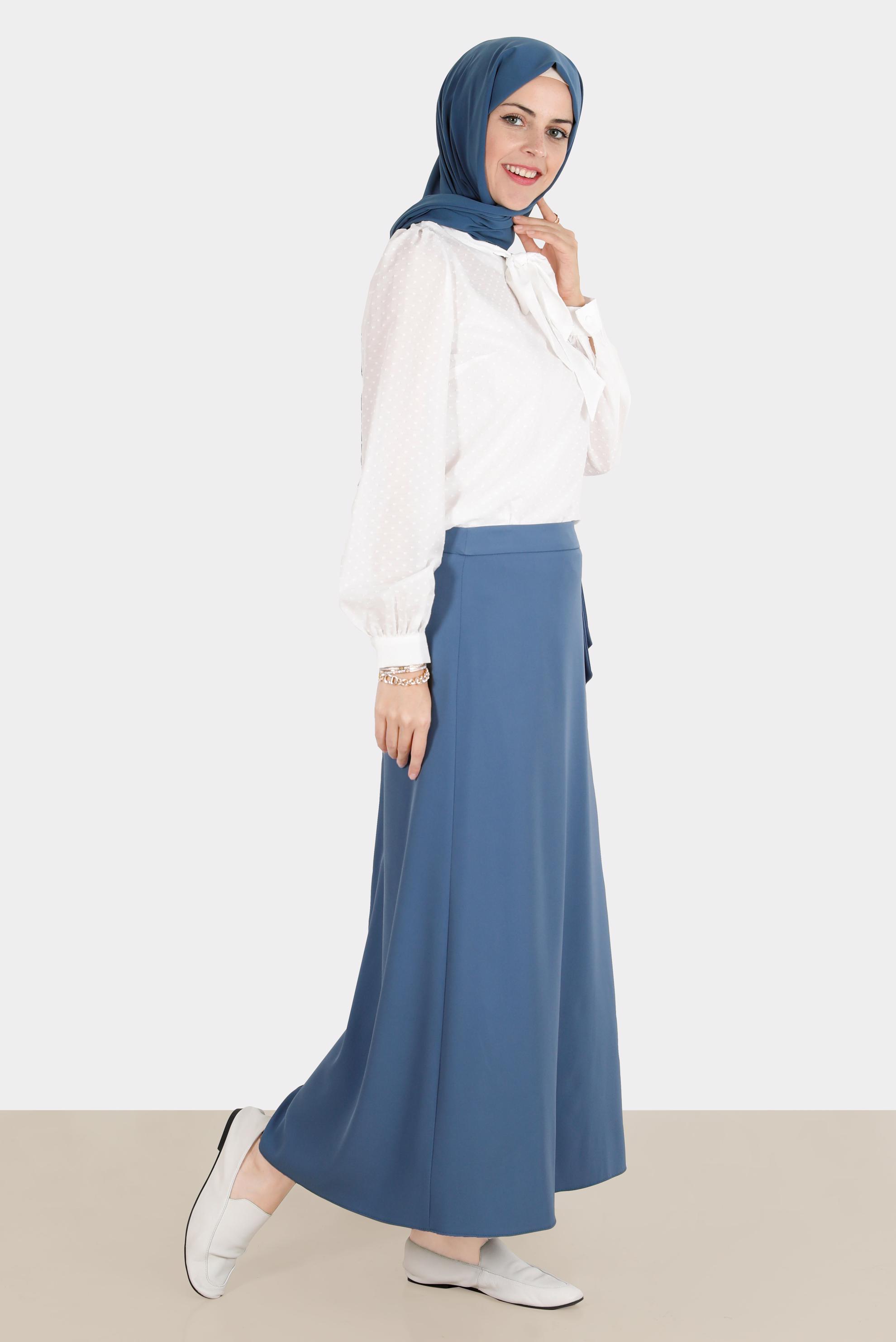 Hijab clothing WHITE TIED COLLAR PATTERNED BLOUSE 42925 