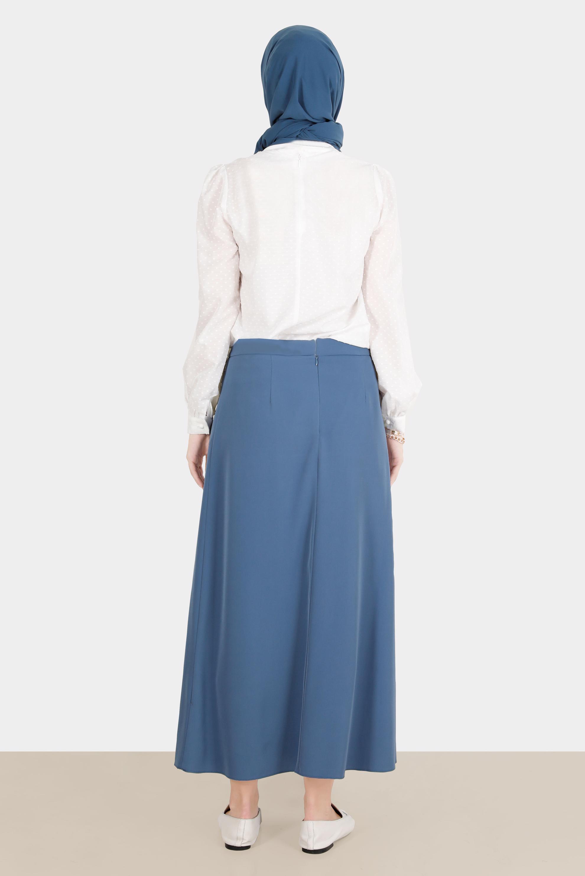 Hijab clothing WHITE TIED COLLAR PATTERNED BLOUSE 42925 