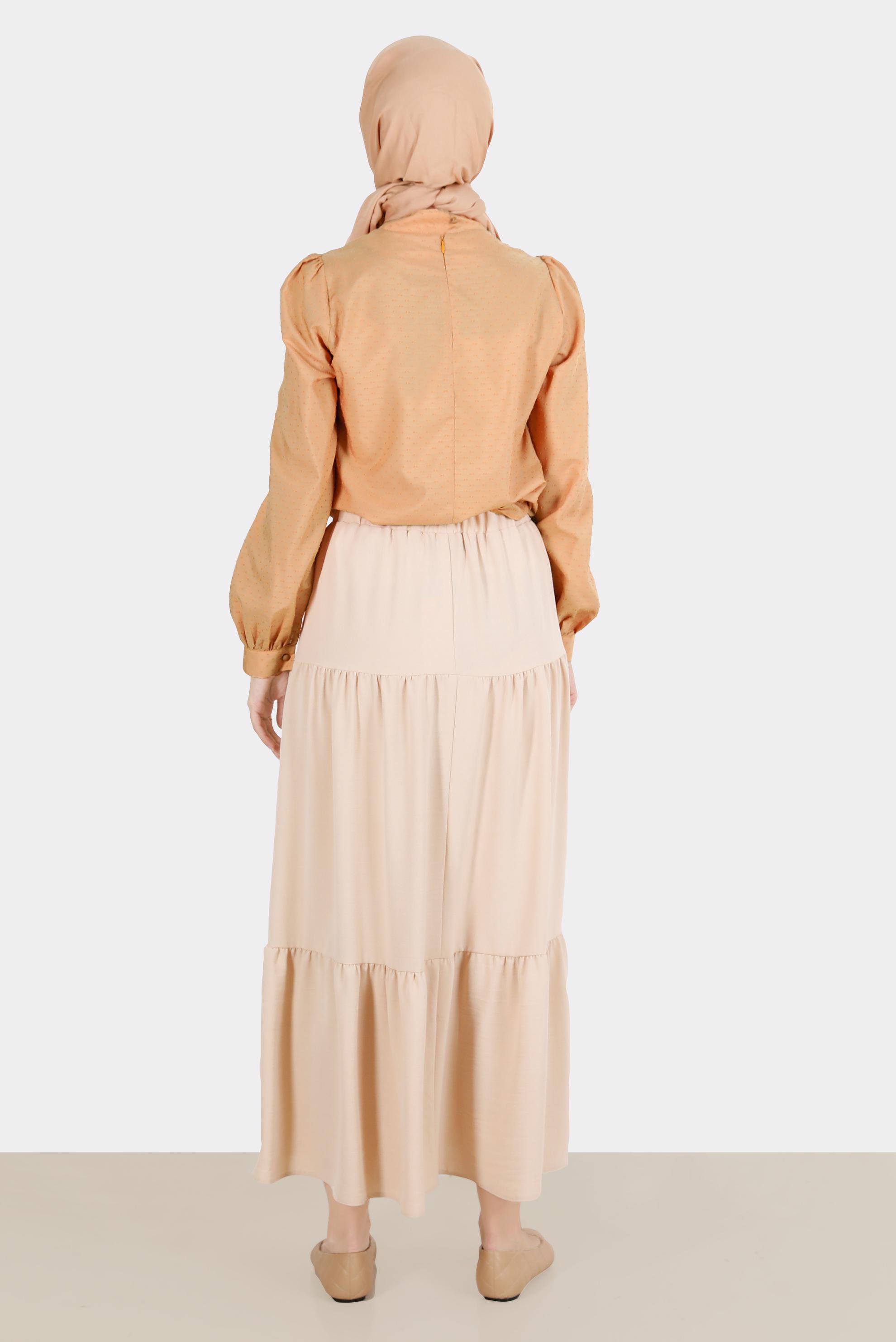 Hijab clothing YELLOW TIED COLLAR PATTERNED BLOUSE 42925 