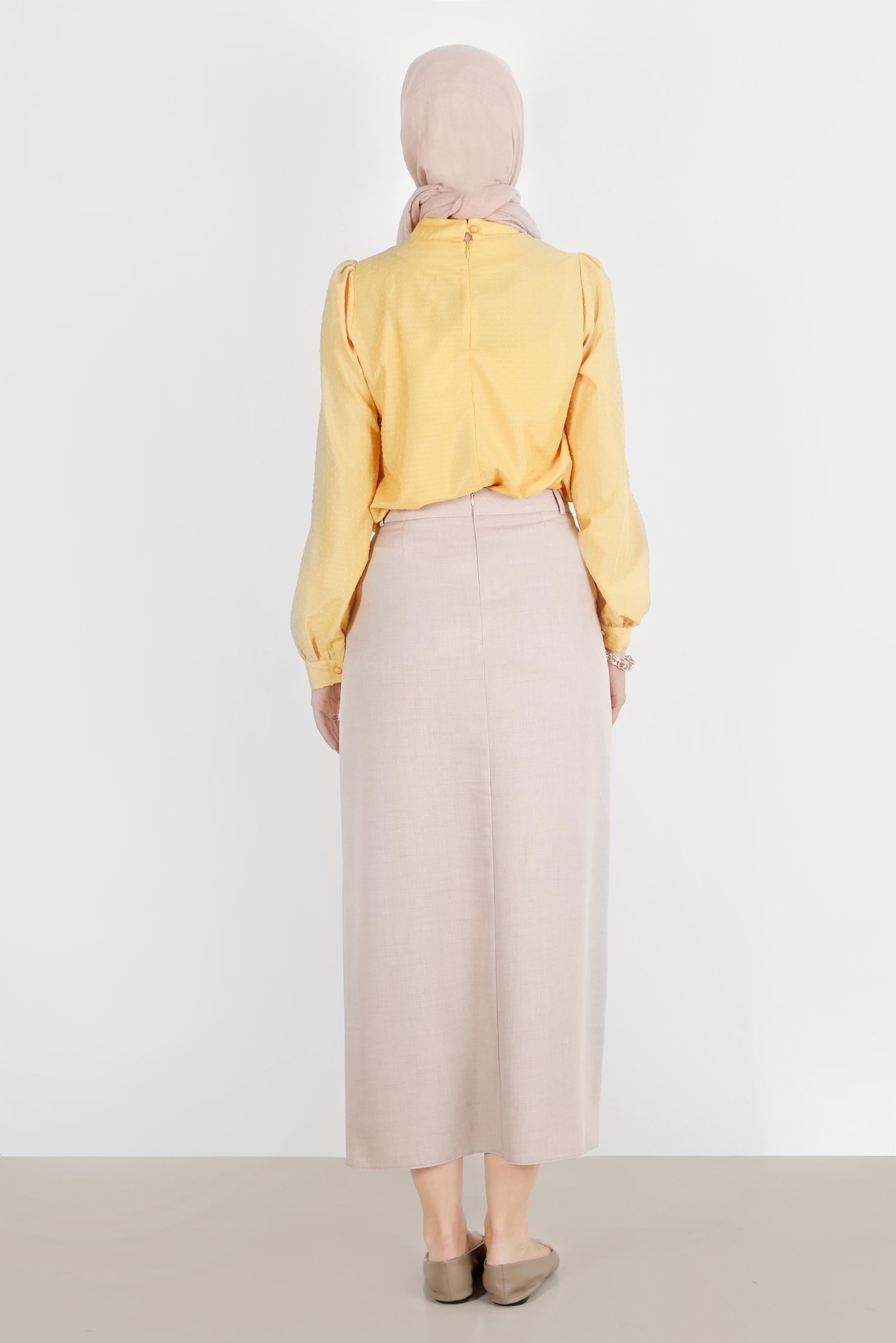 Vêtements hijab JAUNE BLOUSE À MOTIFS COL NOUÉ 42925